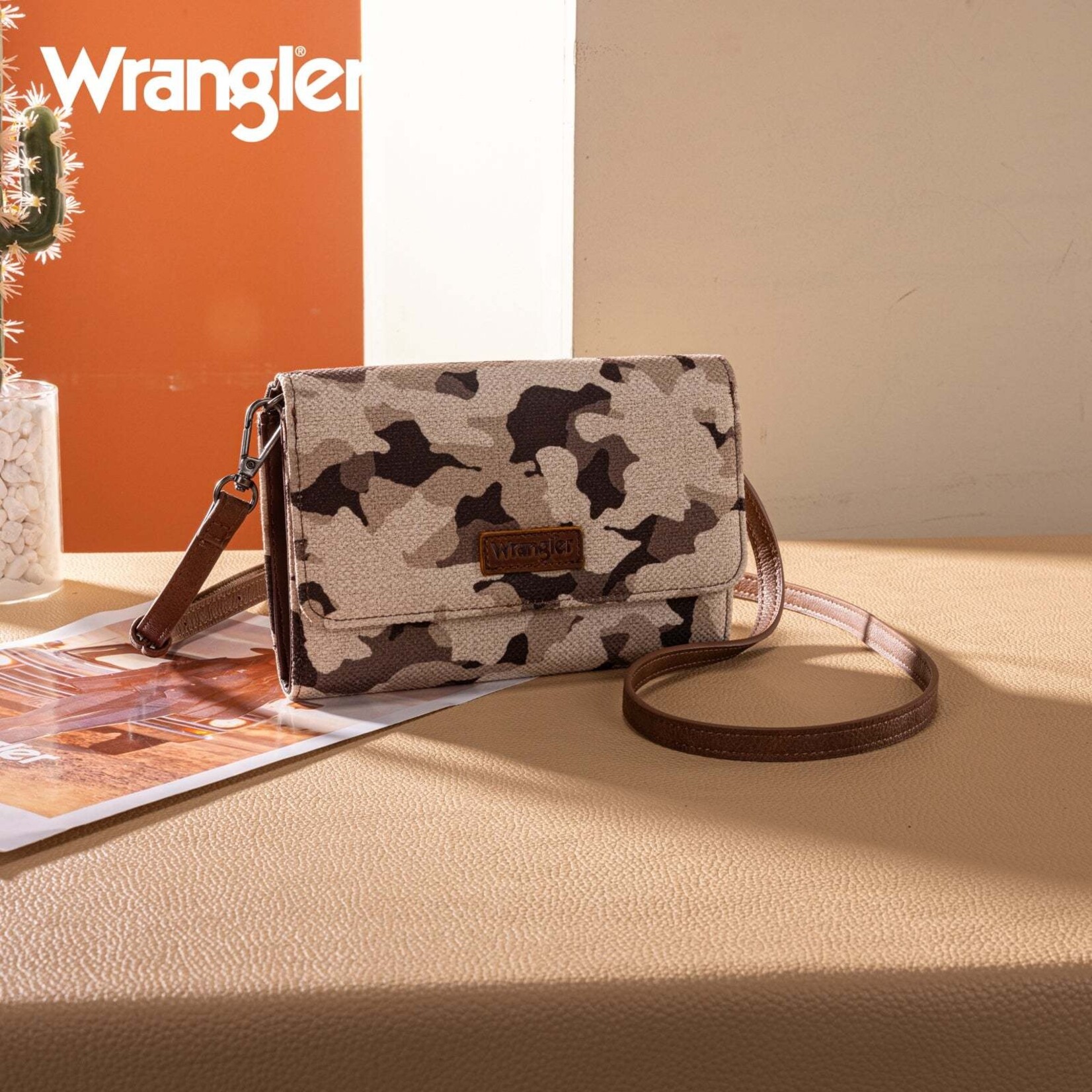 Wrangler WG286-1833BR - Brown - Wrangler Camo Print Canvas Clutch / Crossbody