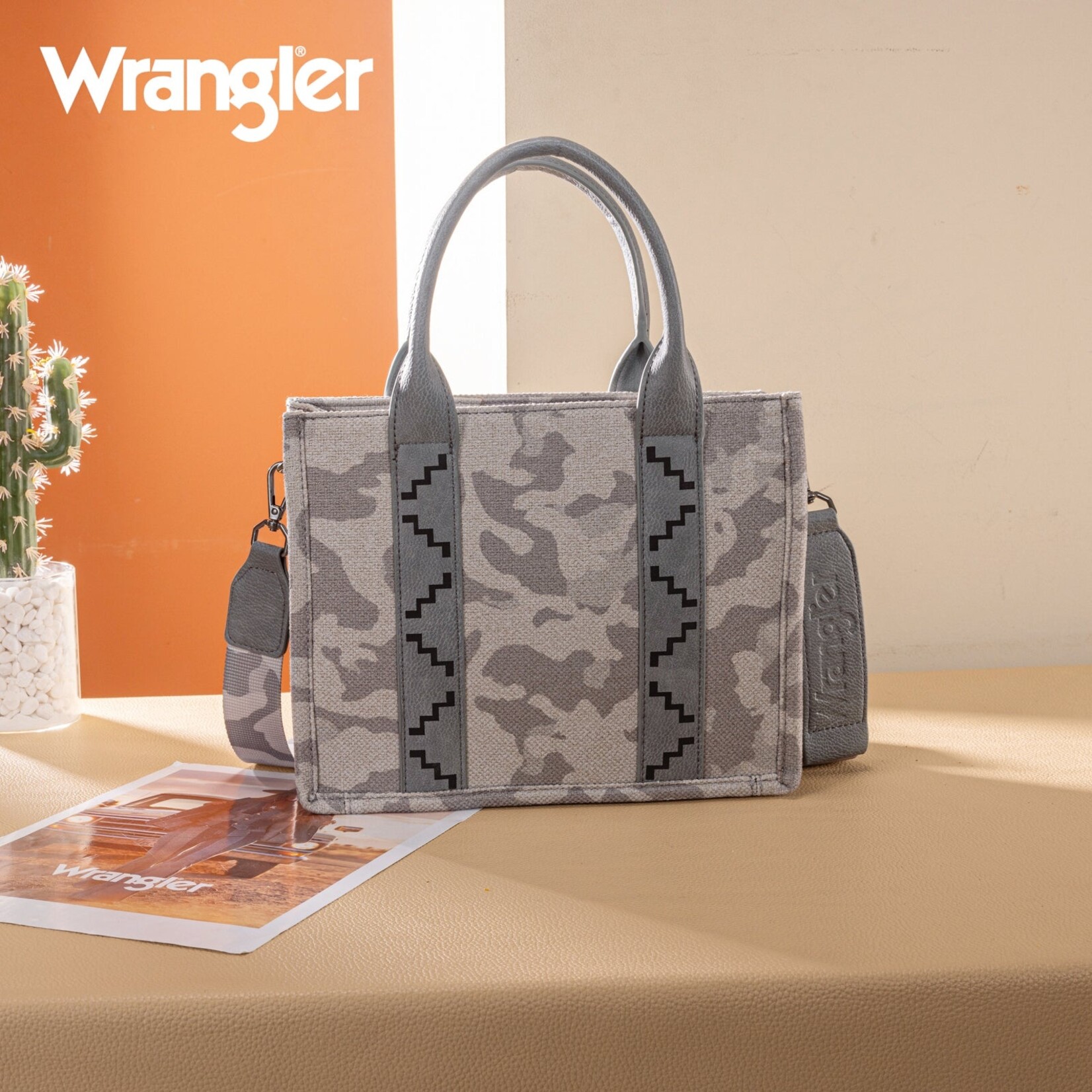 Montana West USA WG286-8120SGY - Grey - Wrangler Camo Print CC Tote / Crossbody