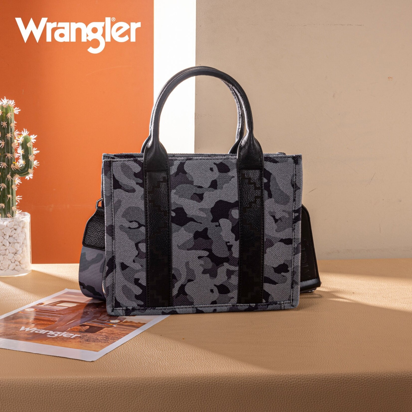 Montana West USA WG286-8120SBK - Black - Wrangler Camo Print CC Tote / Crossbody