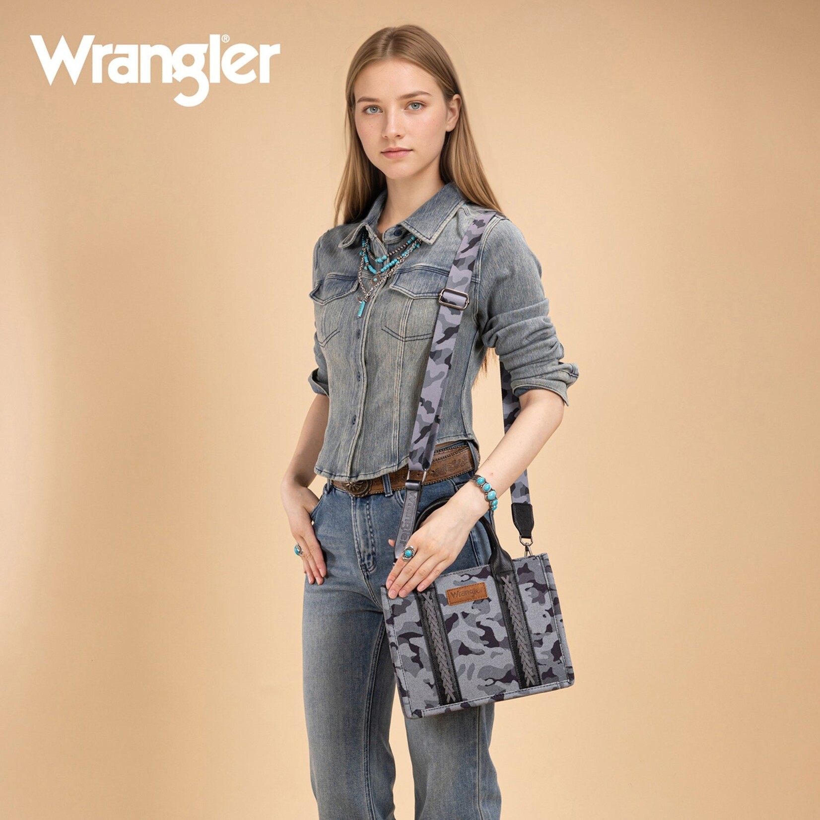 Montana West USA WG286-8120S - Black - Wrangler Camo Print CC Tote / Crossbody
