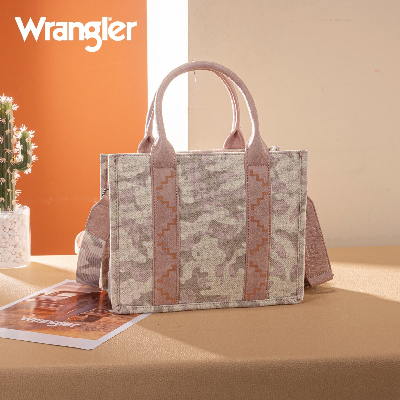 Montana West USA WG286-8120SPK - Pink - Wrangler Camo Print CC Tote / Crossbody