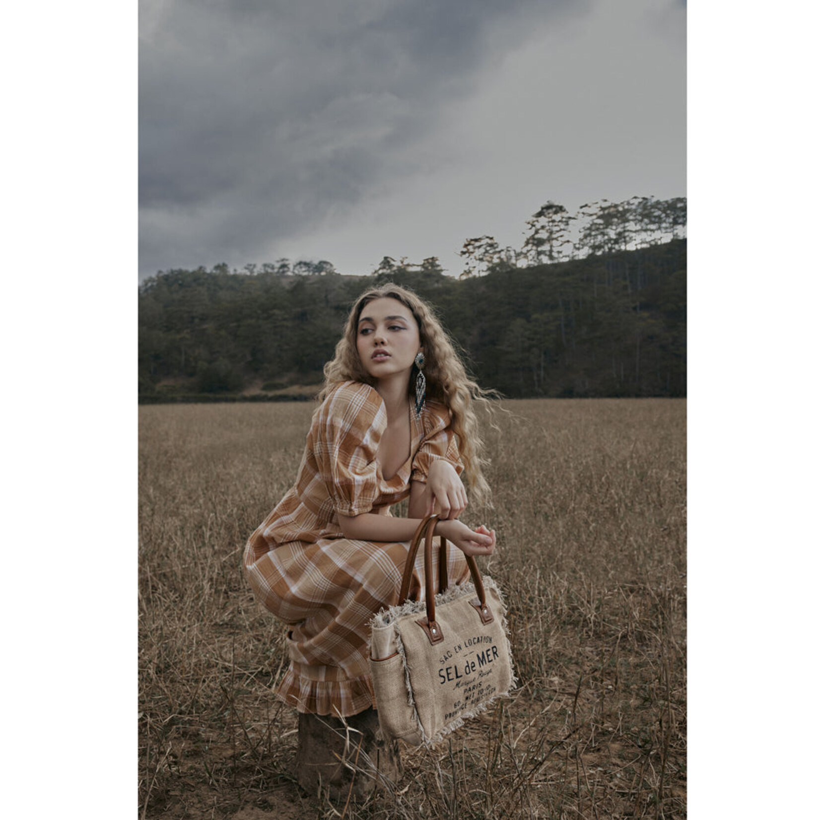 Myra Bags S-7302 Sel de Mer Frayed Trim Crossbody Bag