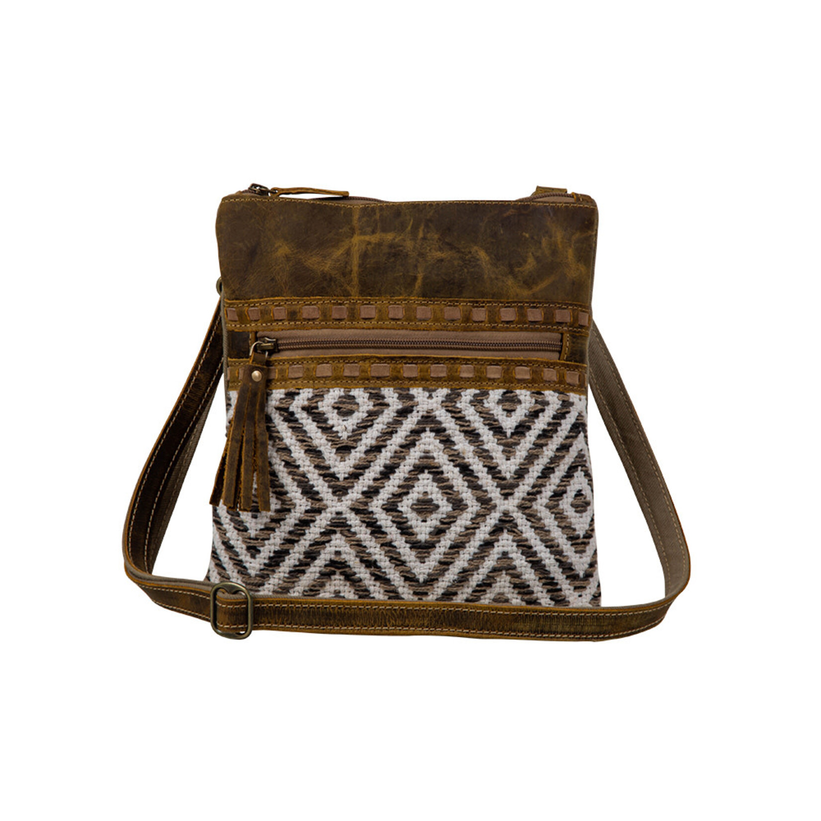 Myra Bags S-7353 Sand Weaver Crossbody Bag