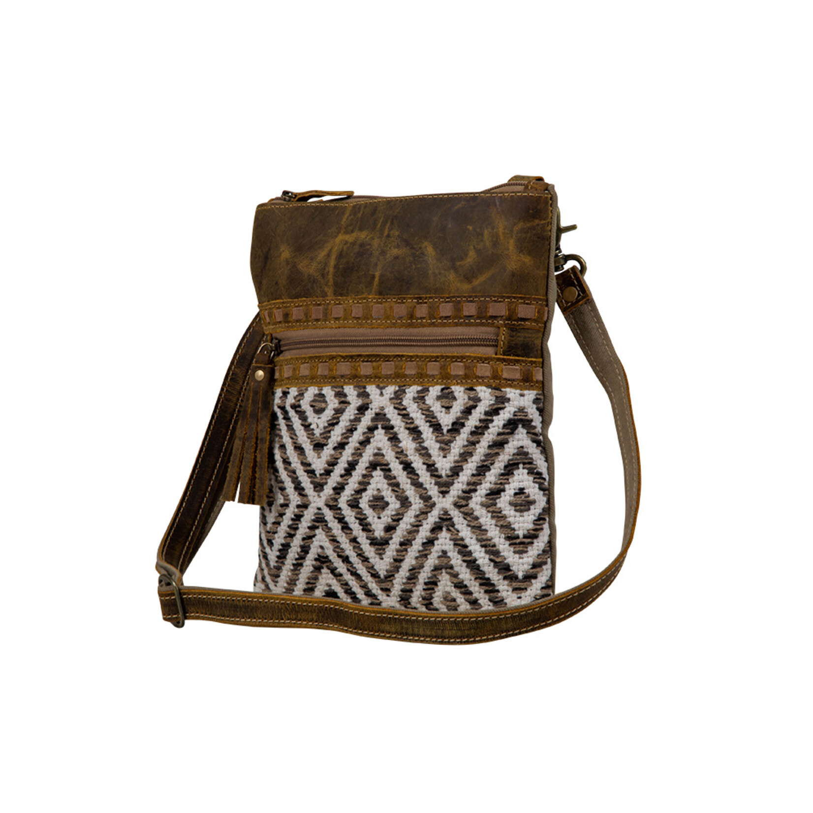 Myra Bags S-7353 Sand Weaver Crossbody Bag