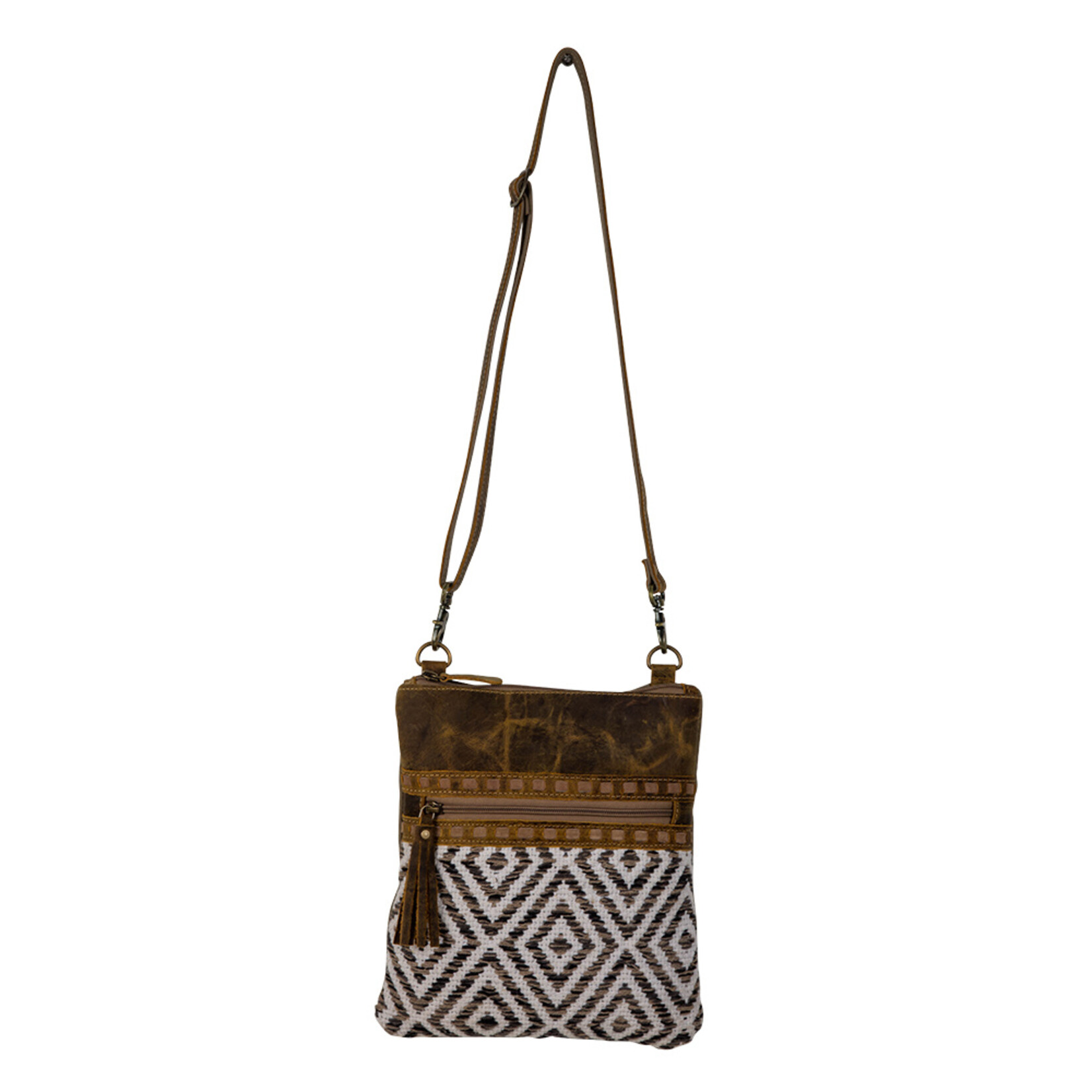 Myra Bags S-7353 Sand Weaver Crossbody Bag