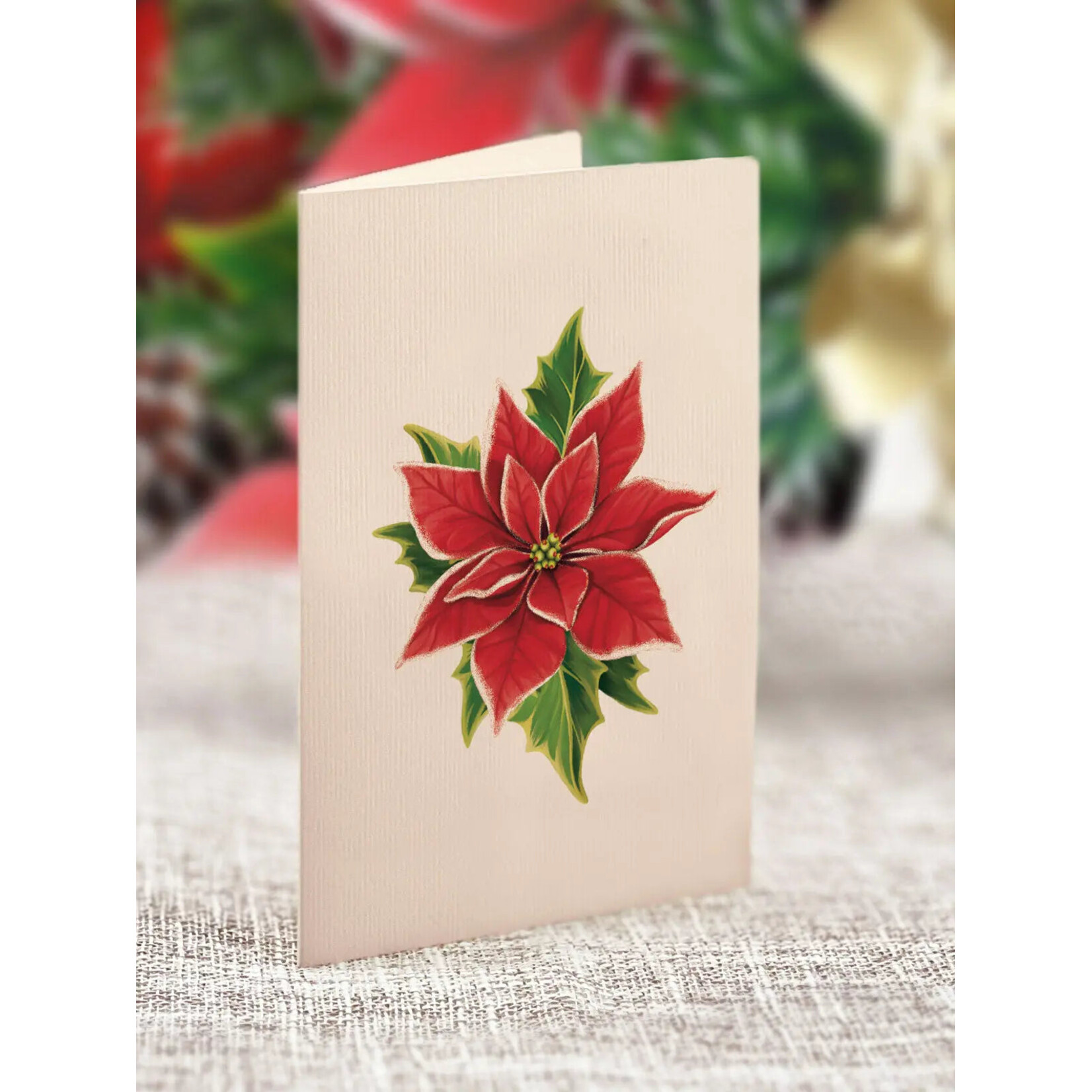 FreshCut Paper Christmas Mini Pop Up Card - Mini Birch Poinsettia