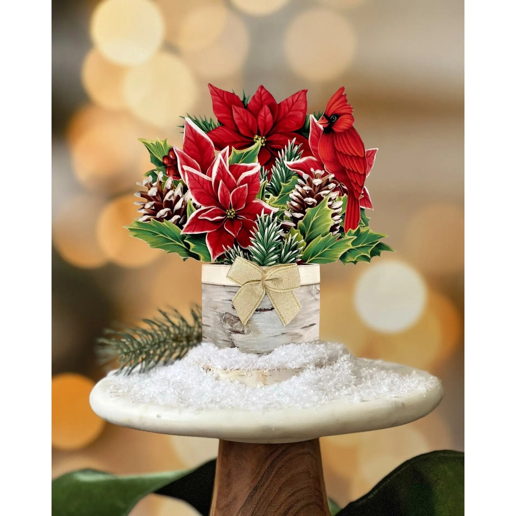 FreshCut Paper Christmas Mini Pop Up Card - Mini Birch Poinsettia