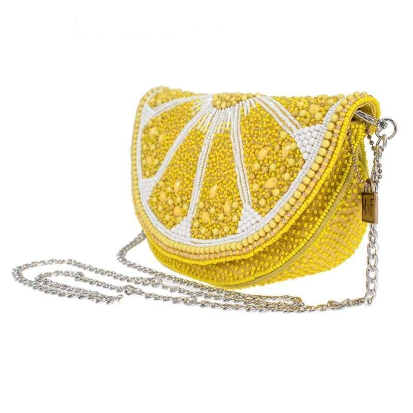 Mary Frances Accessories BAG N516 Tart Beaded Lemon Crossbody Handbag