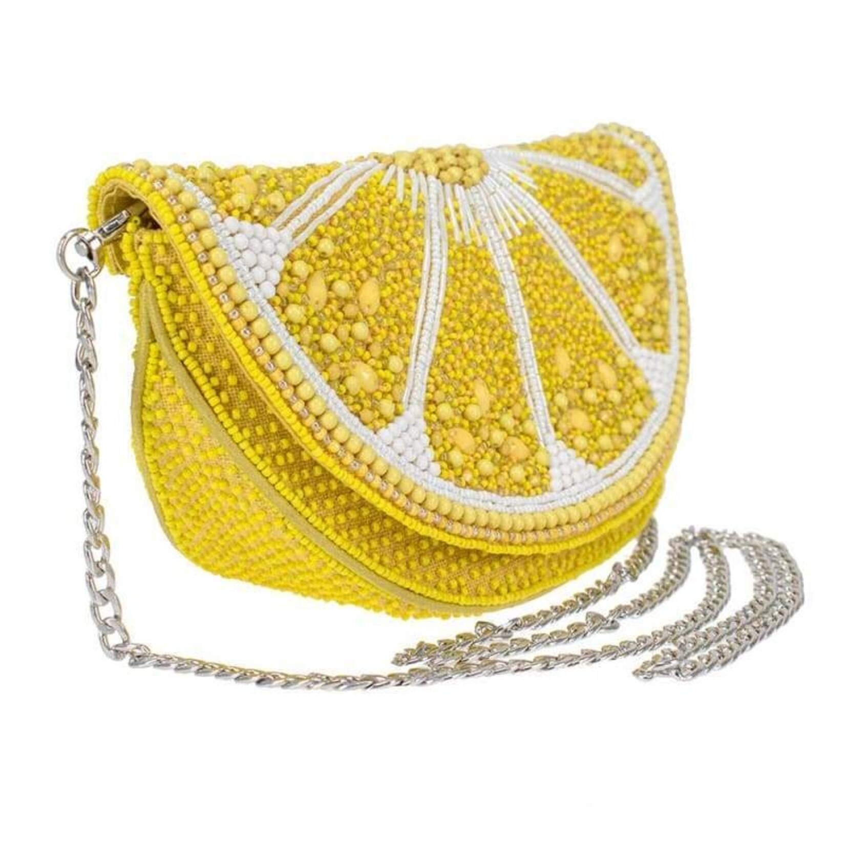 Mary Frances Accessories BAG N516 Tart Beaded Lemon Crossbody Handbag