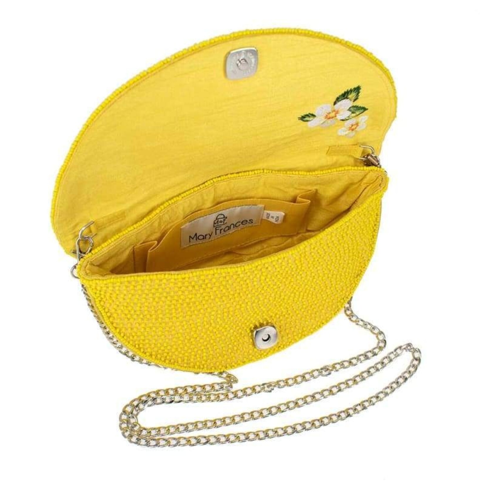 Mary Frances Accessories BAG N516 Tart Beaded Lemon Crossbody Handbag