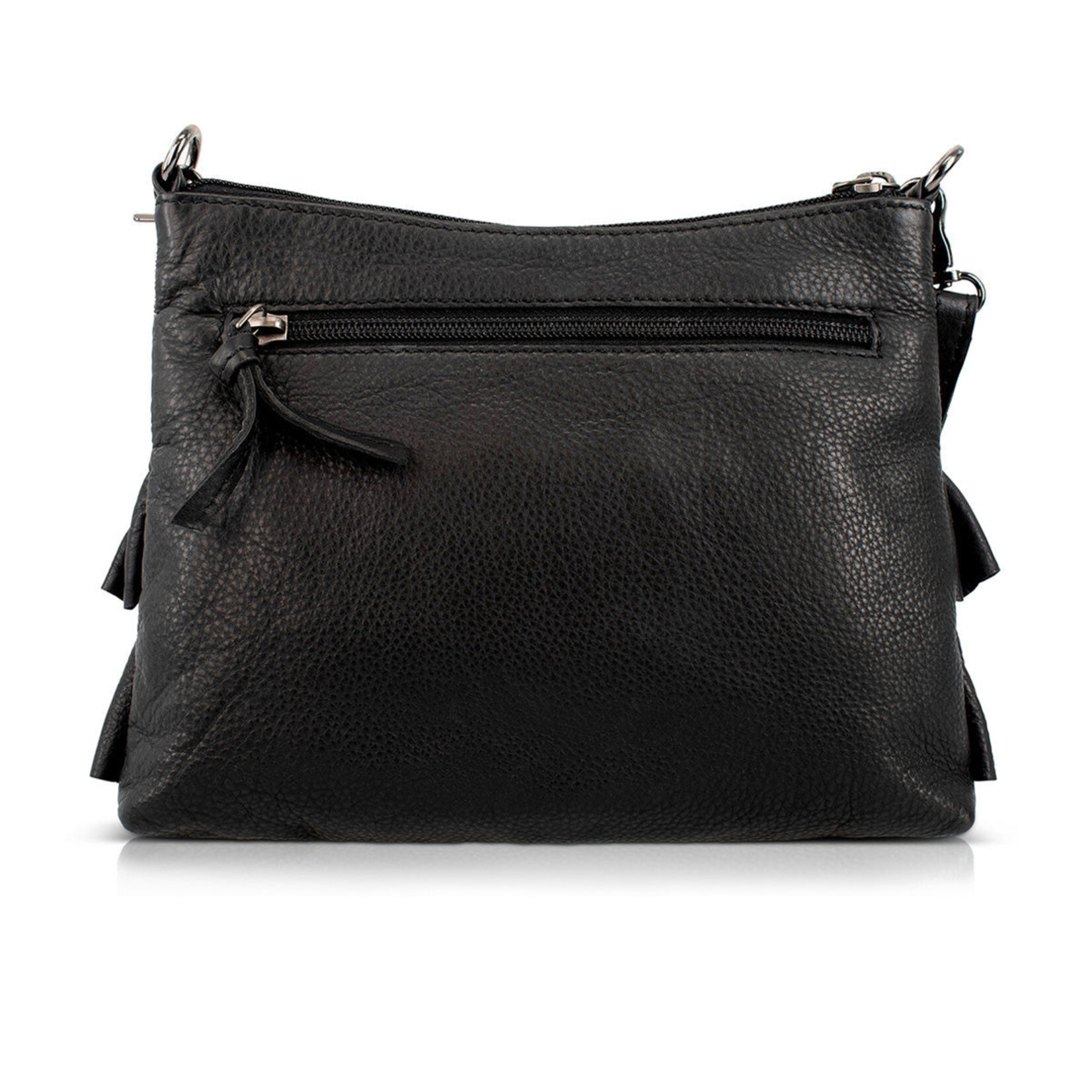 Mary Frances Accessories BAG N628 Floral Flair Black Embroidered Ruffle Handbag