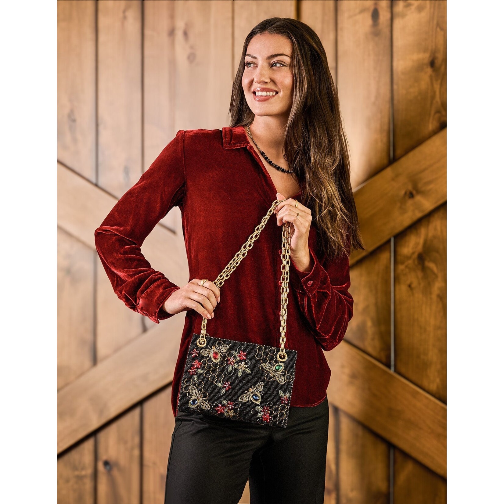 Mary Frances Accessories BAG S002-598 Haute Hive Bees and Honeycomb Handbag