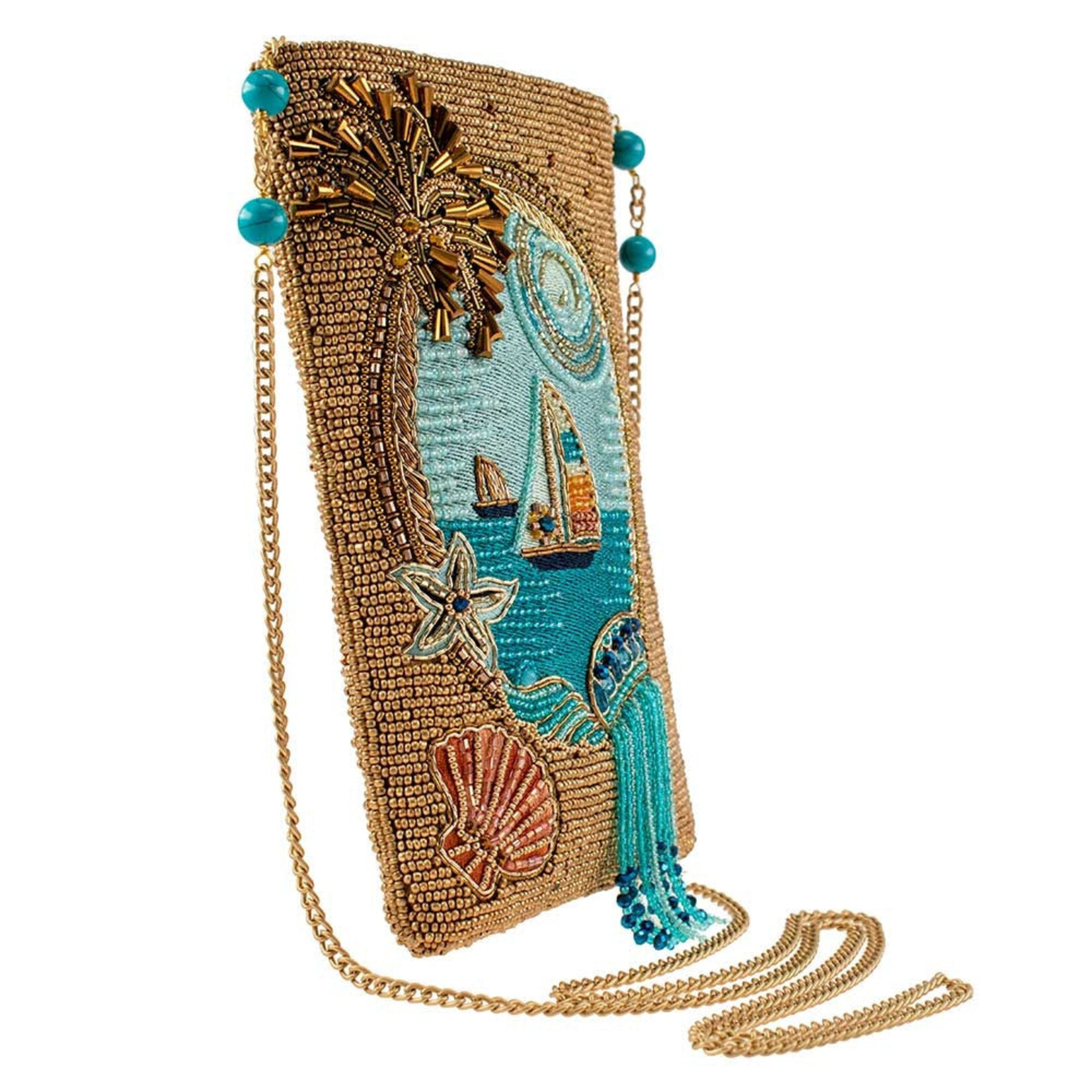 Mary Frances Accessories CPGP S002-179 Sail Away Beaded Sail Boat Ocean Themed Crossbody