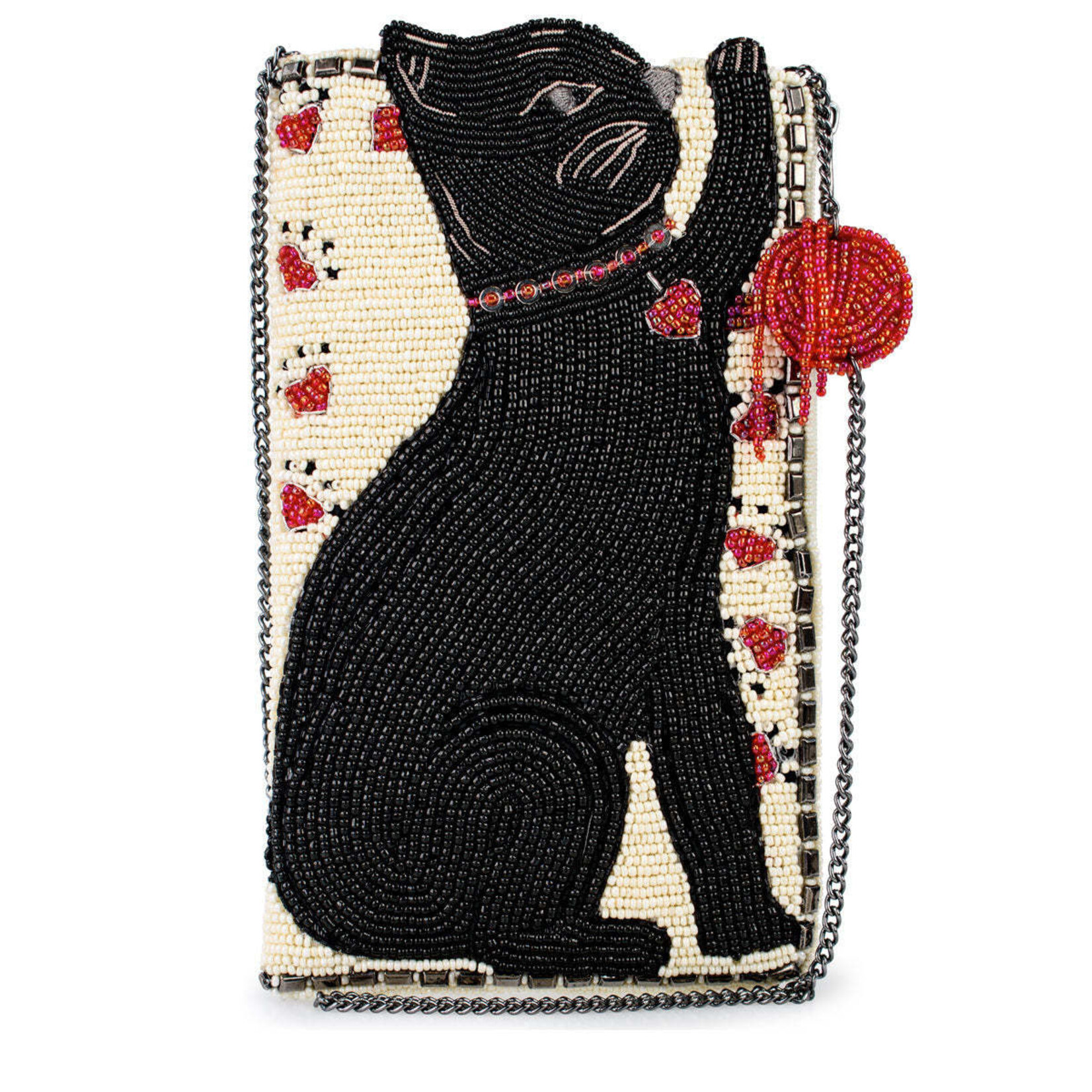 Mary Frances Accessories CPGP S002-496 Purr-Suit Kitty Cat and Yarn Crossbody Beaded Phone Bag