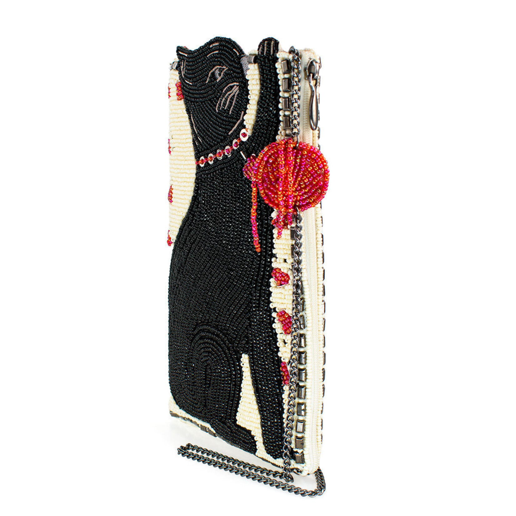 Mary Frances Accessories CPGP S002-496 Purr-Suit Kitty Cat and Yarn Crossbody Beaded Phone Bag
