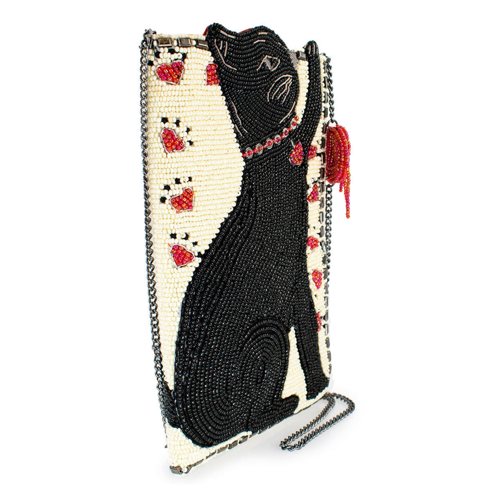 Mary Frances Accessories CPGP S002-496 Purr-Suit Kitty Cat and Yarn Crossbody Beaded Phone Bag