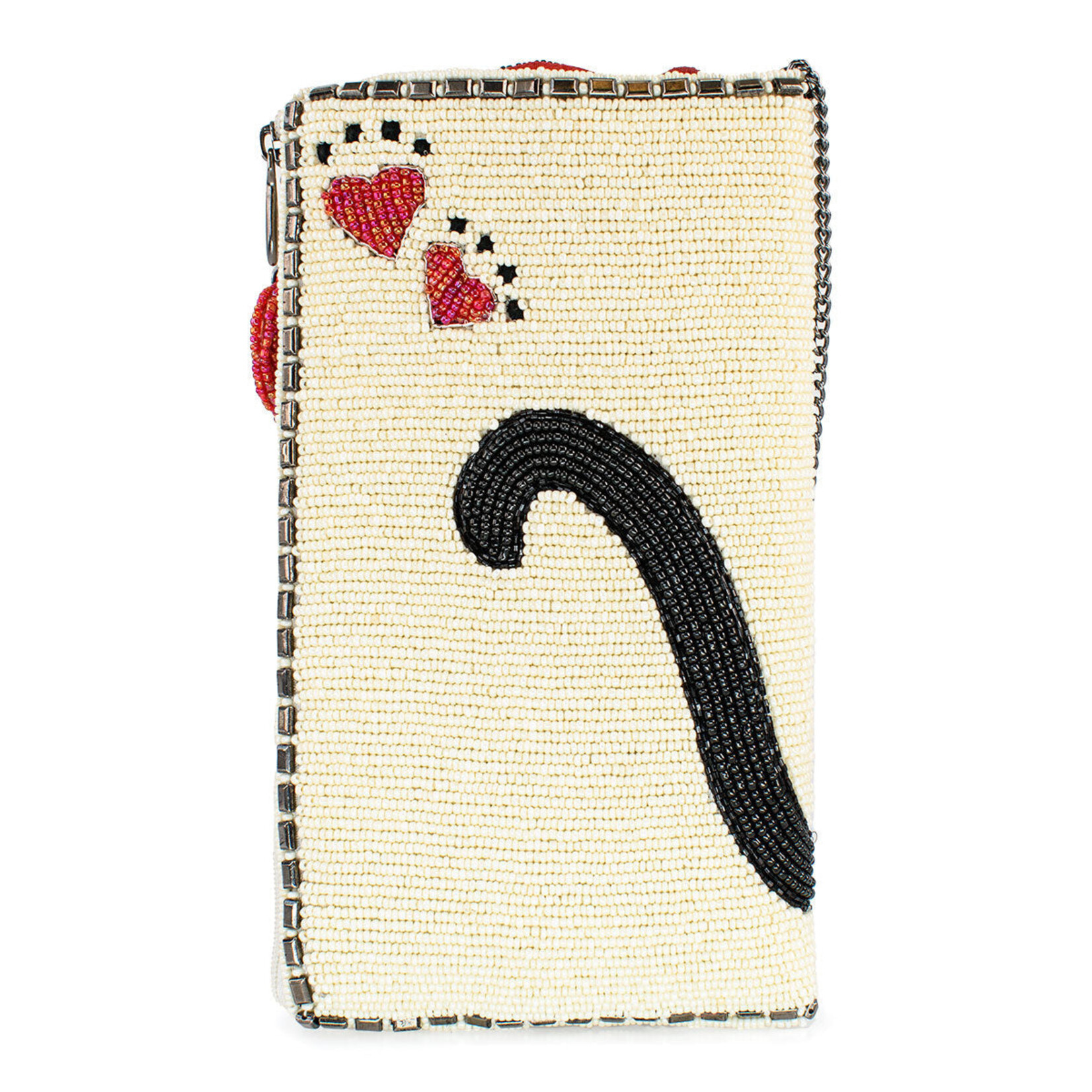 Mary Frances Accessories CPGP S002-496 Purr-Suit Kitty Cat and Yarn Crossbody Beaded Phone Bag