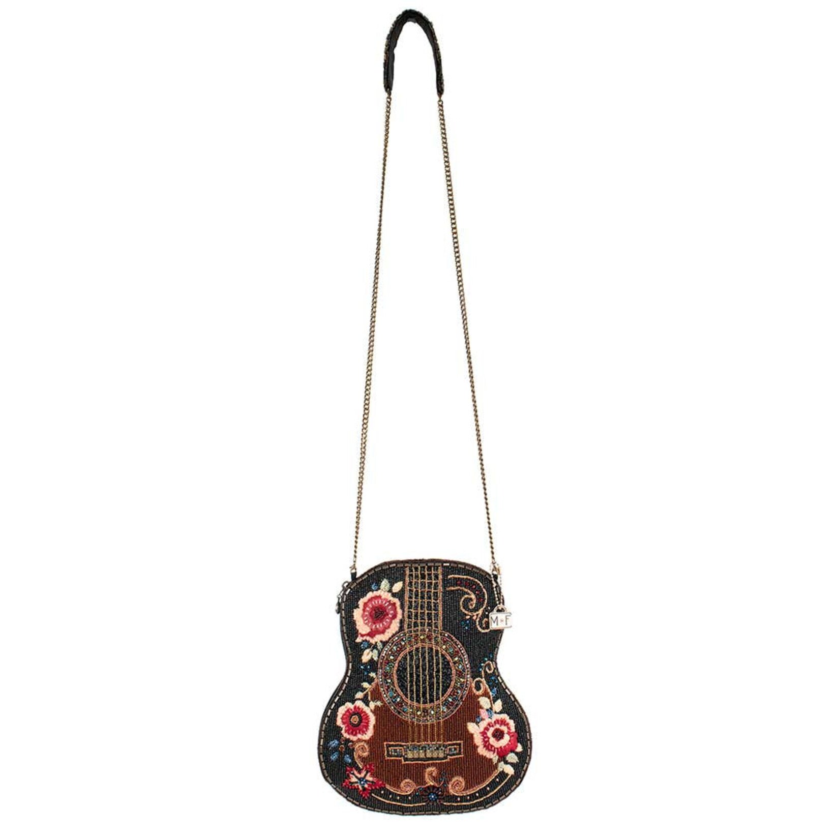 Mary Frances Accessories S002-447 Classical Vibe Beaded Guitar Crossbody Bag