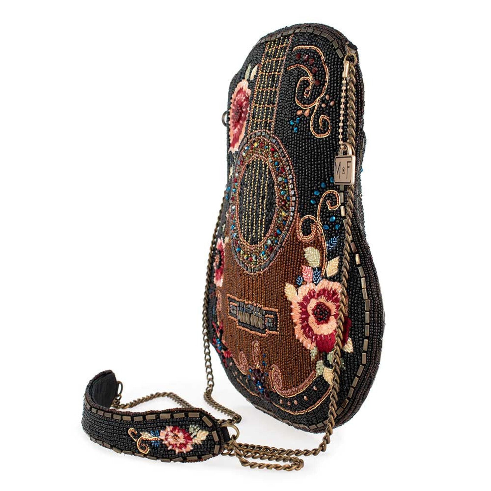 Mary Frances Accessories S002-447 Classical Vibe Beaded Guitar Crossbody Bag