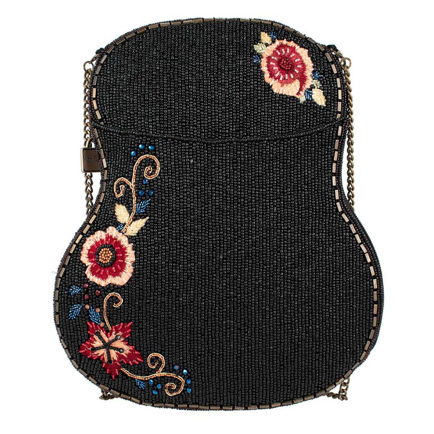 Mary Frances Accessories S002-447 Classical Vibe Beaded Guitar Crossbody Bag