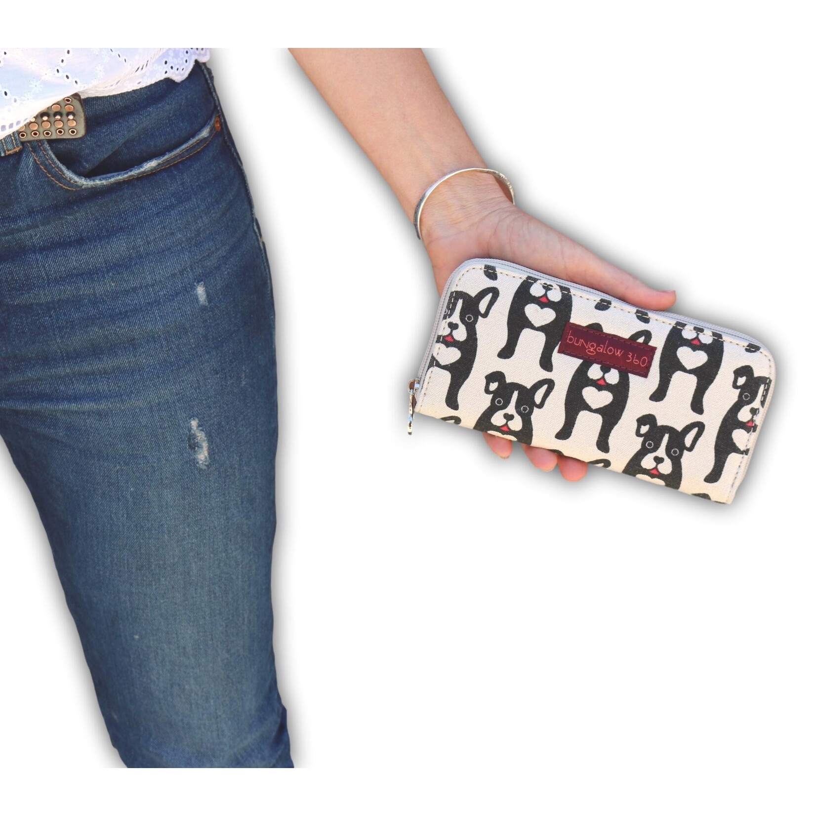 Bungalow 360 Zip Around Wallet - Black Dog