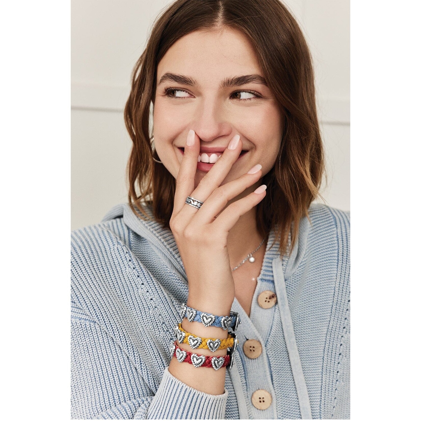 Brighton 07475F Roped Heart Braid Bandit Bracelet - 3/8 Heaven Blue