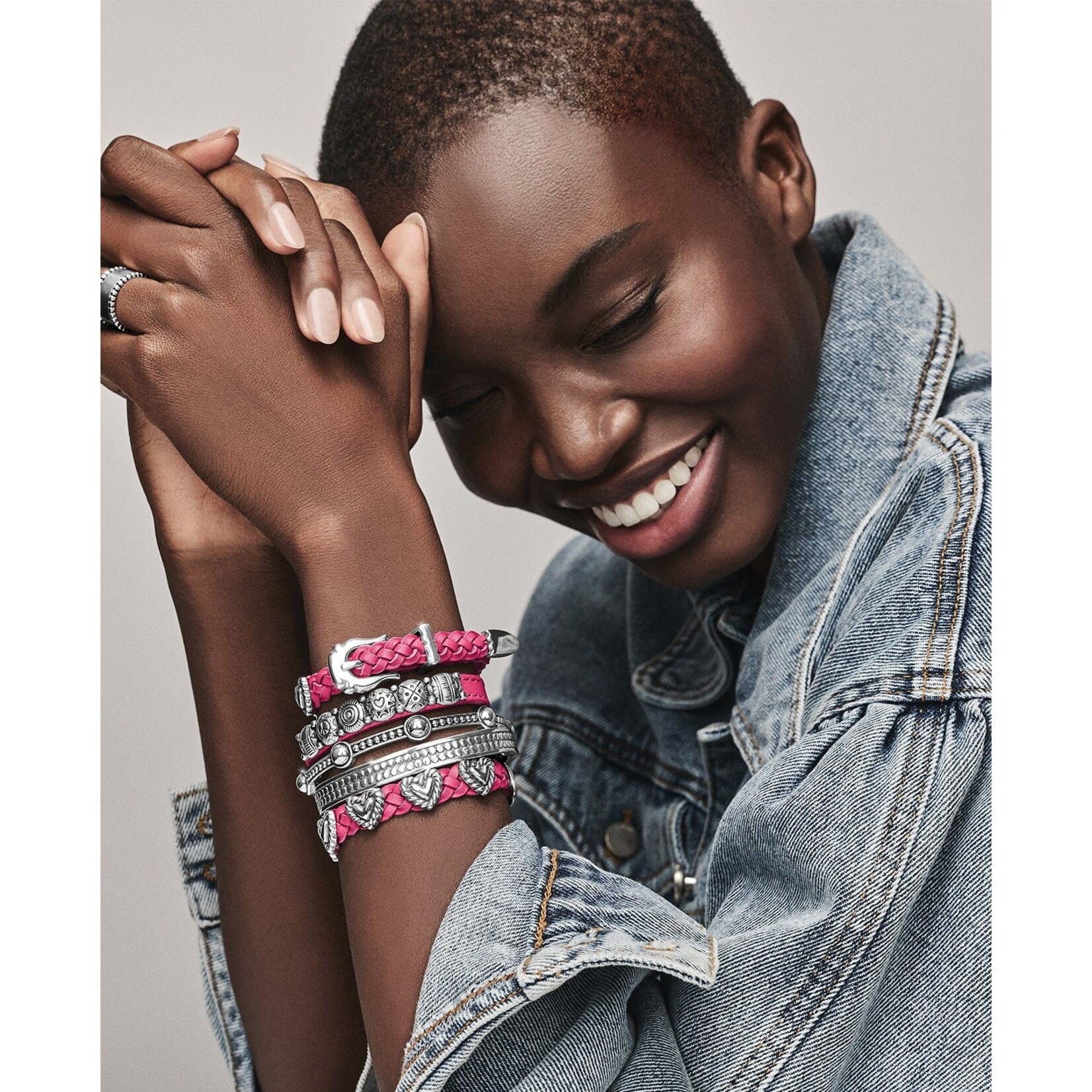 Brighton 07475H Roped Heart Braid Bandit Bracelet 3/8 Pink