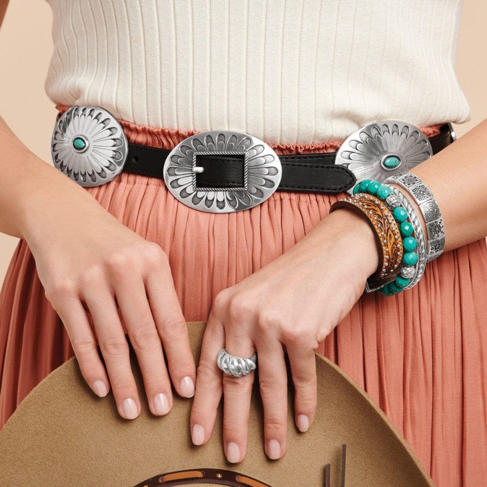 Brighton B60453 Blackbird Concho Belt - Size L - Womens