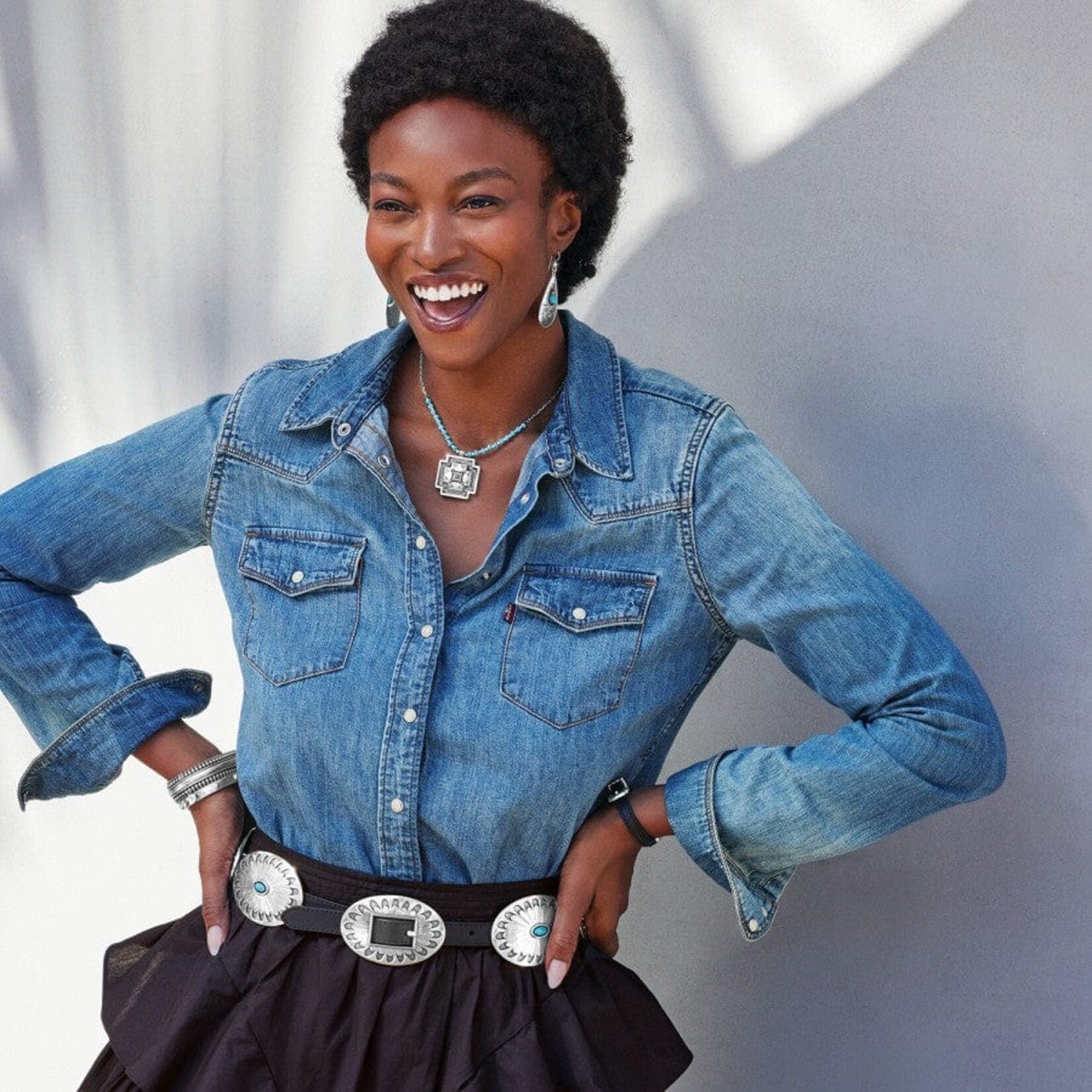 Brighton B60453 Blackbird Concho Belt - Size L - Womens