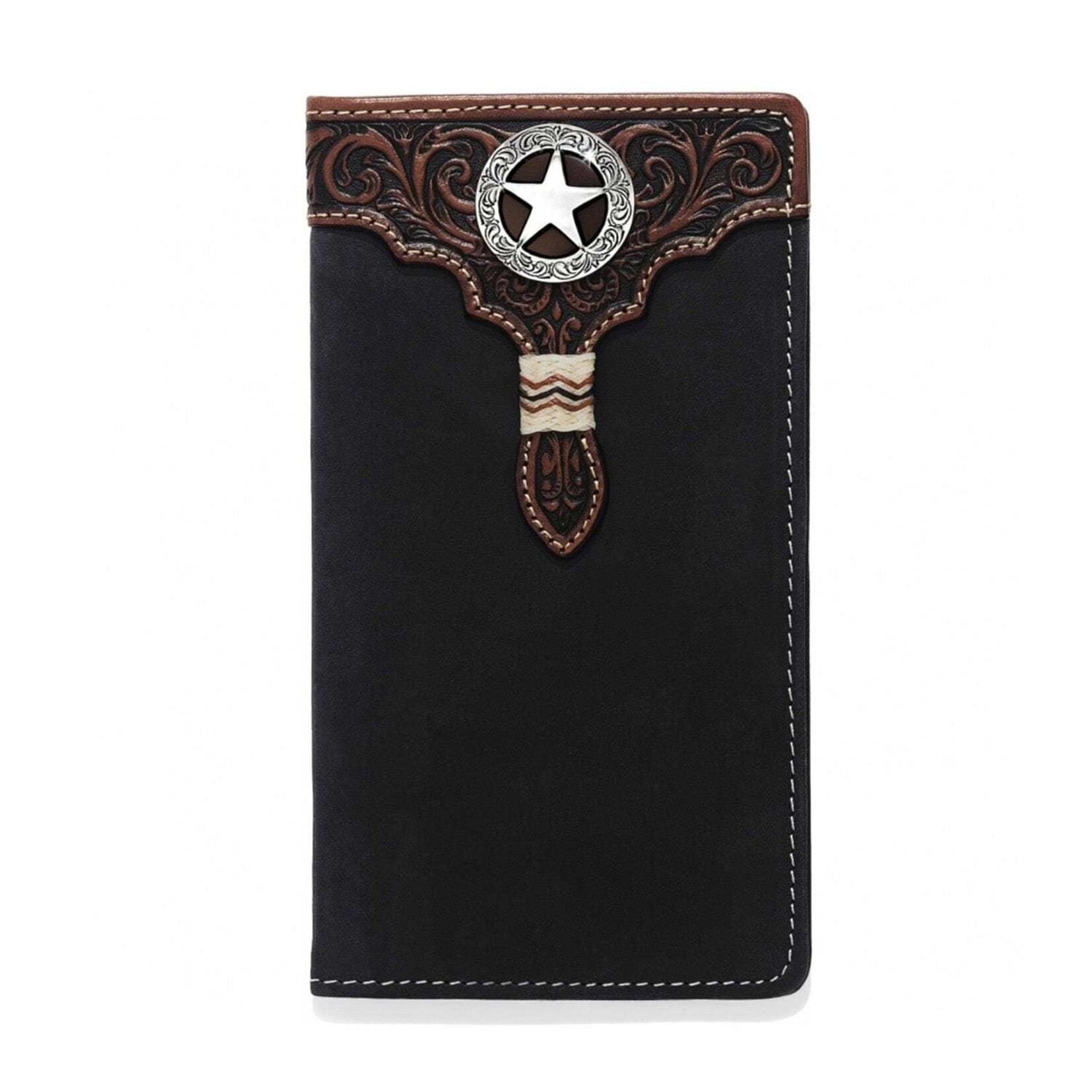 Brighton E80013 Lone Star Checkbook Wallet - Black/Tan