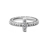 Brighton J61822 Silver/Stone Starry Night Cross Ring - Size 8