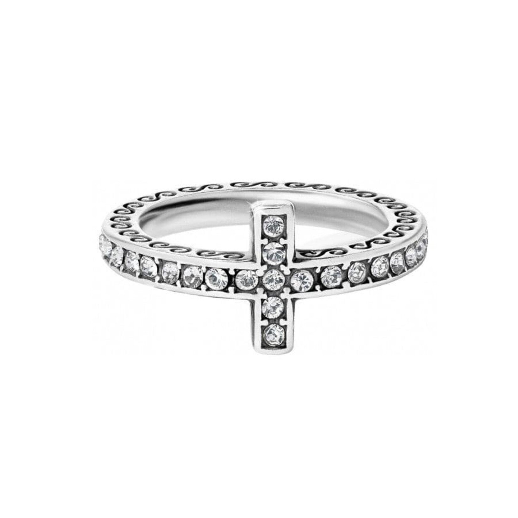 Brighton J61822 Silver/Stone Starry Night Cross Ring - Size 8