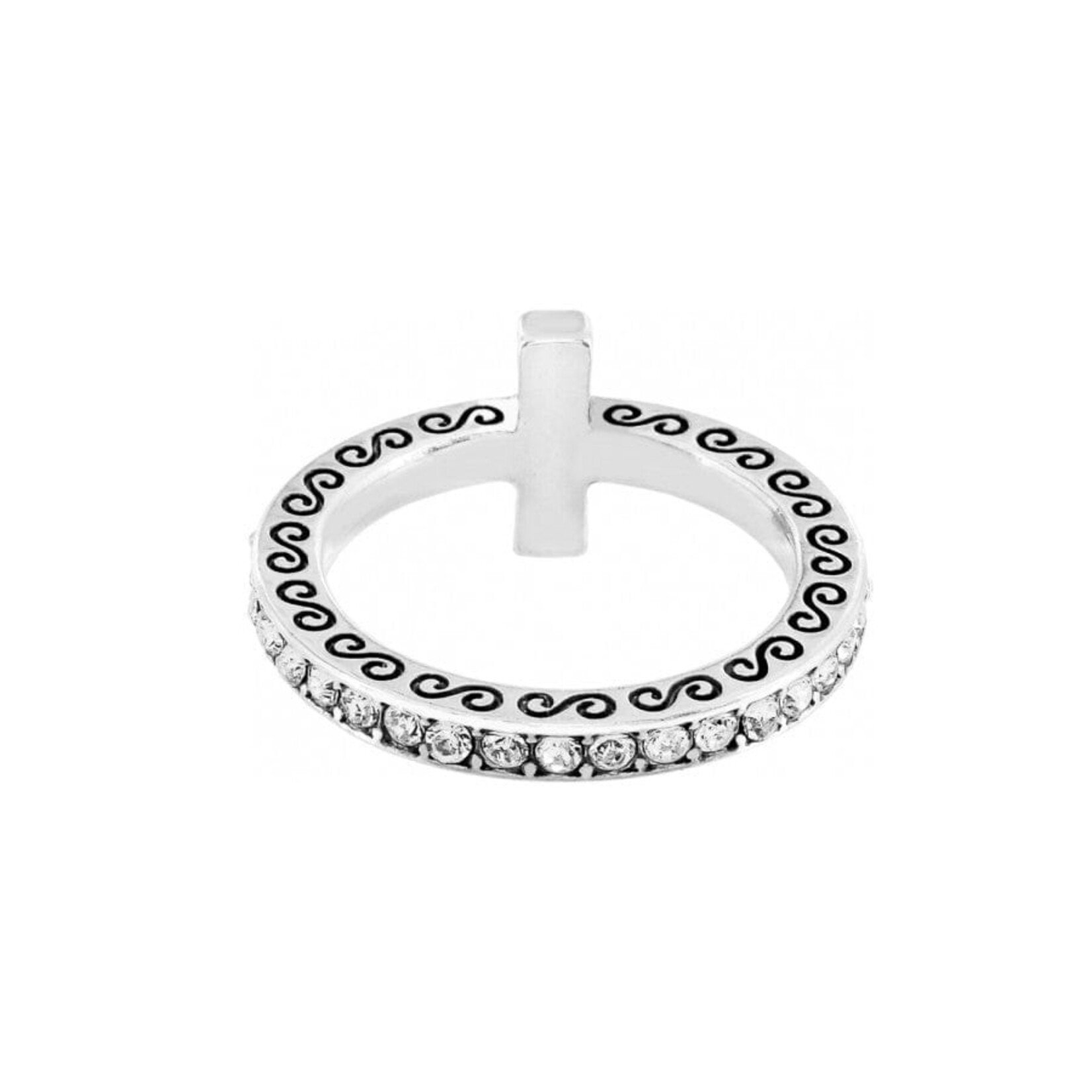 Brighton J61822 Silver/Stone Starry Night Cross Ring - Size 8