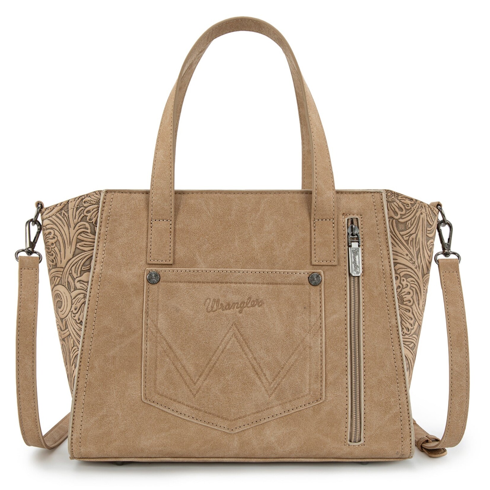 Wrangler WG252-8012TN - Tan - Wrangler Genuine Hair-On Cowhide Tote/Crossbody
