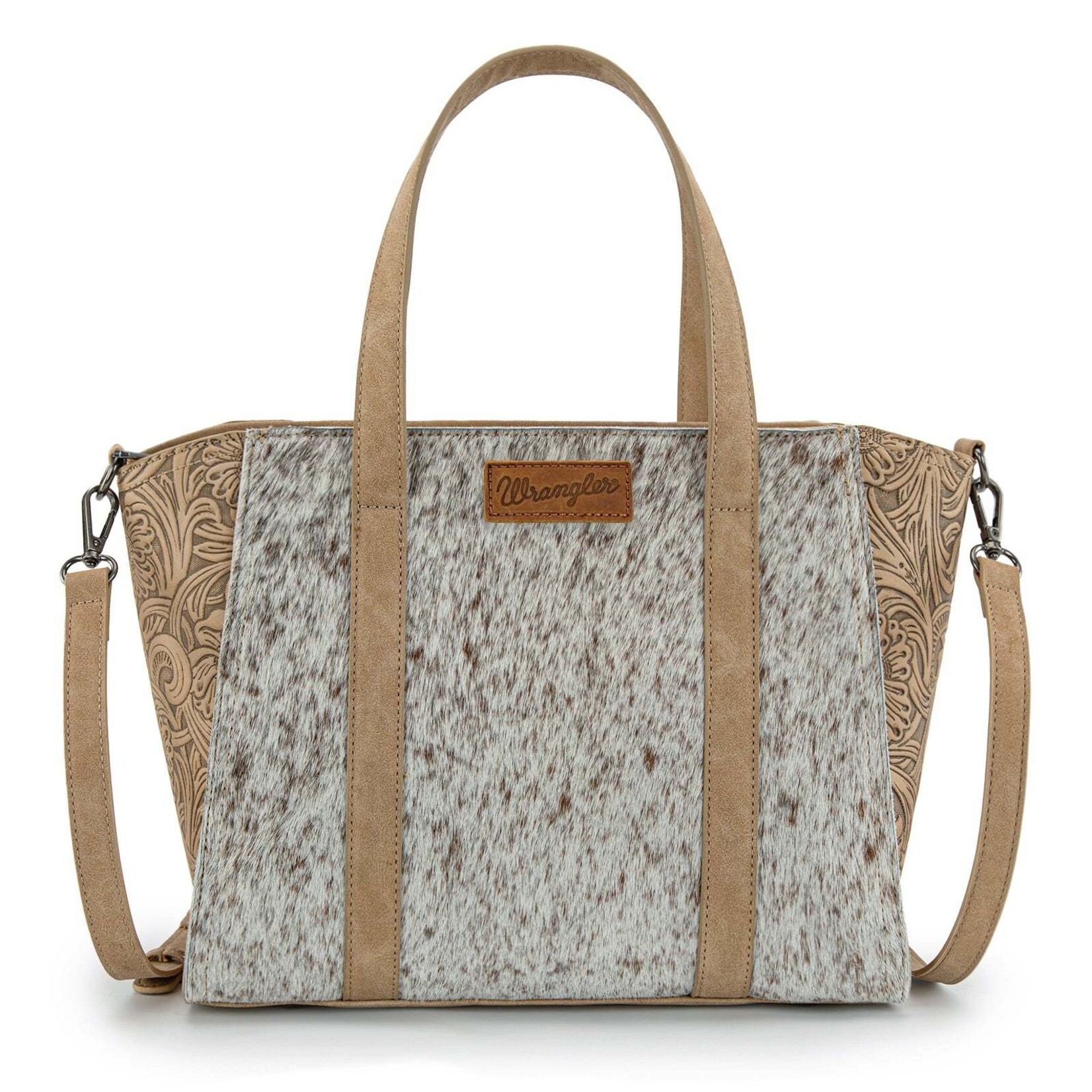 Wrangler WG252-8012TN - Tan - Wrangler Genuine Hair-On Cowhide Tote/Crossbody