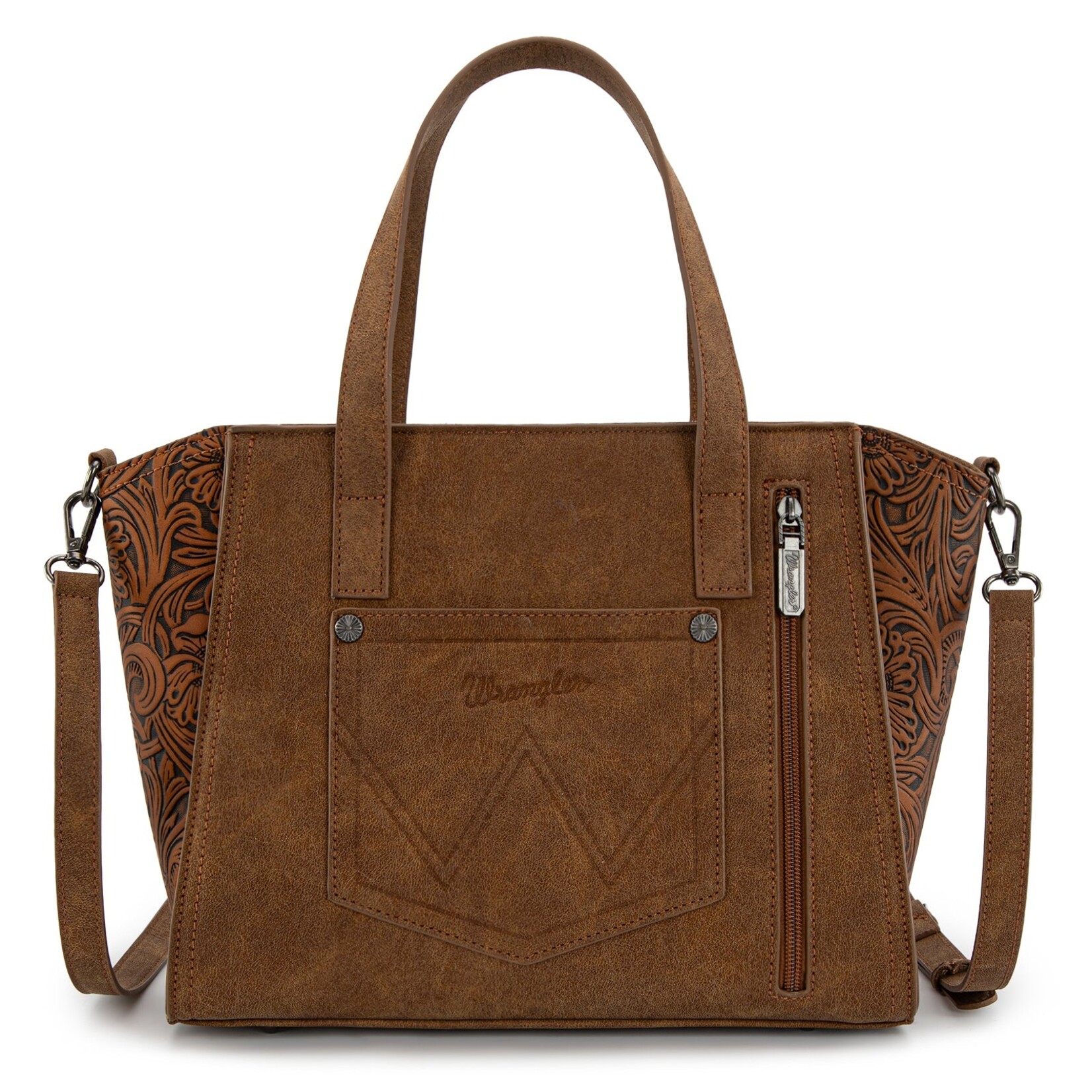 Wrangler WG252-8012BR - Brown - Wrangler Genuine Hair-On Cowhide Tote/Crossbody