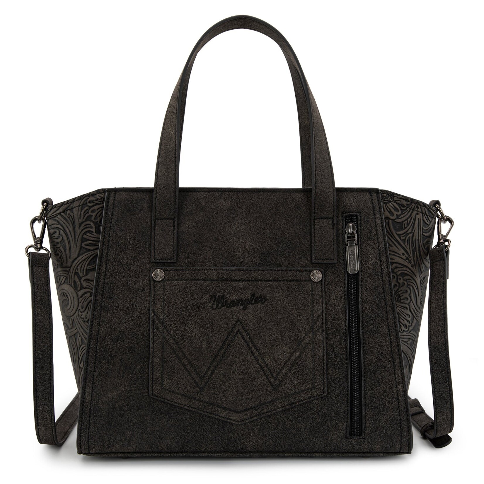Wrangler WG252-8012BK - Black - Wrangler Genuine Hair-On Cowhide Tote/Crossbody