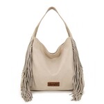 Wrangler WG244-9182BG - Beige - Wrangler Fringe Studded Hobo Bag