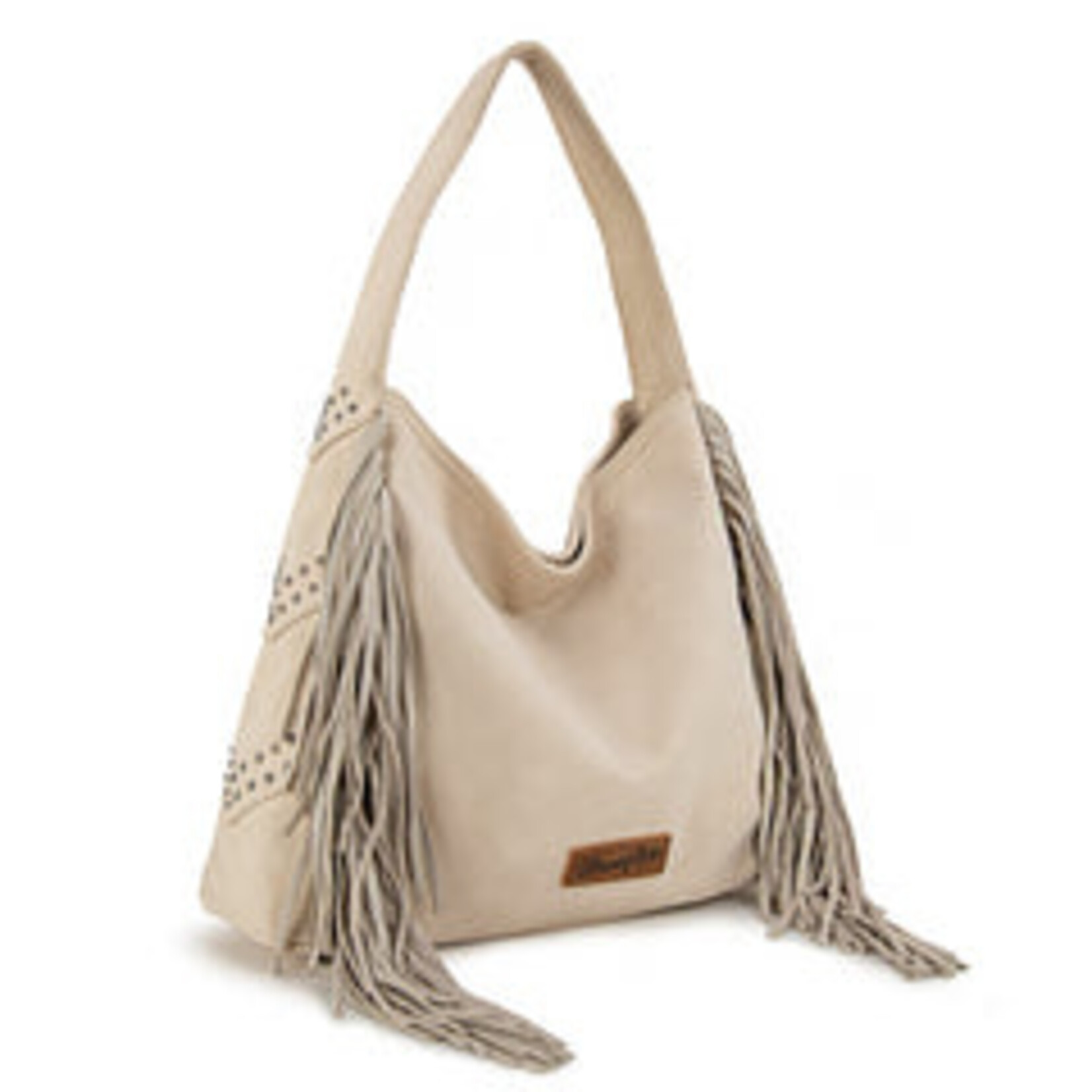 Wrangler WG244-9182BG - Beige - Wrangler Fringe Studded Hobo Bag