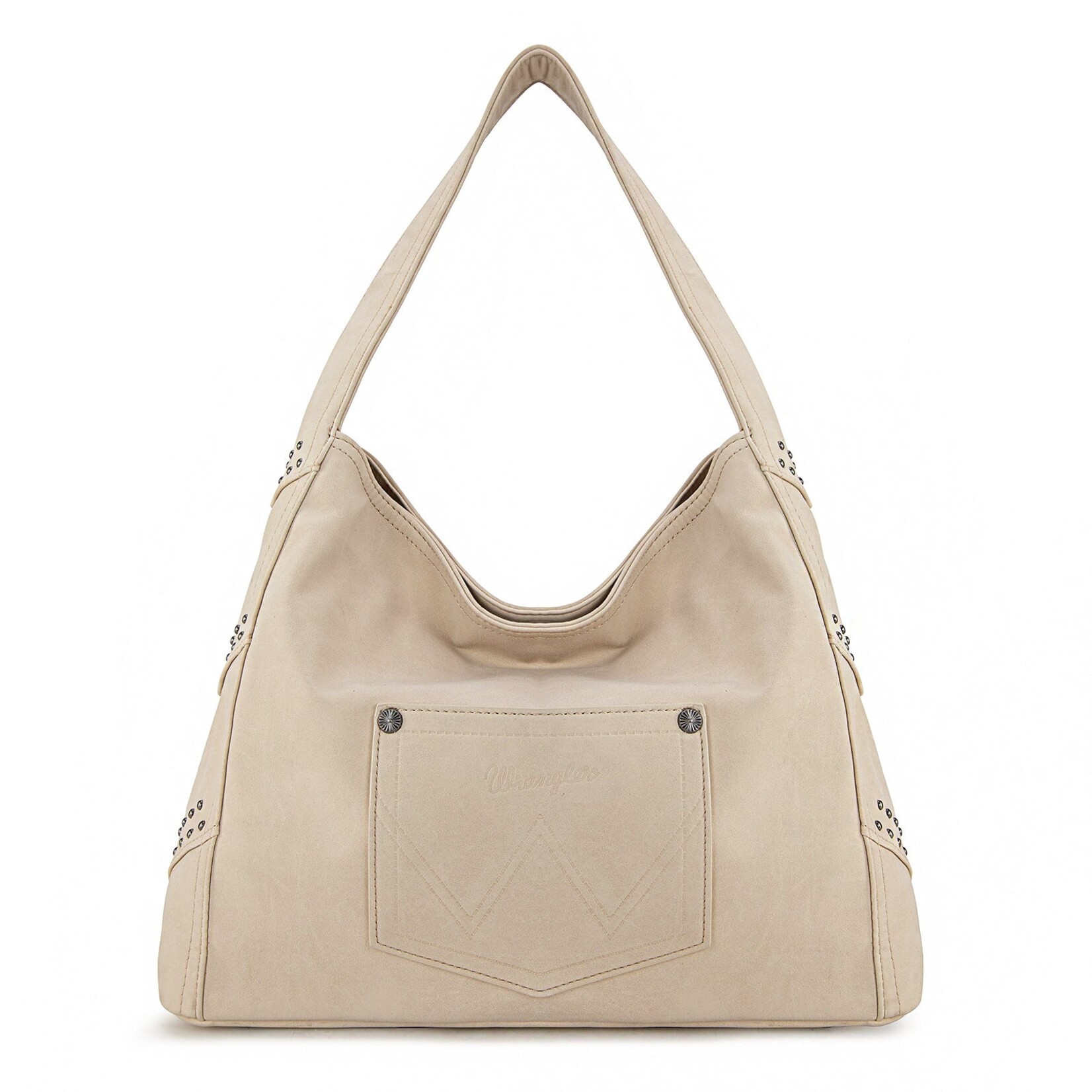 Wrangler WG244-9182BG - Beige - Wrangler Fringe Studded Hobo Bag