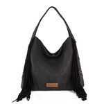 Wrangler WG244-9182BK - Black - Wrangler Fringe Studded Hobo Bag
