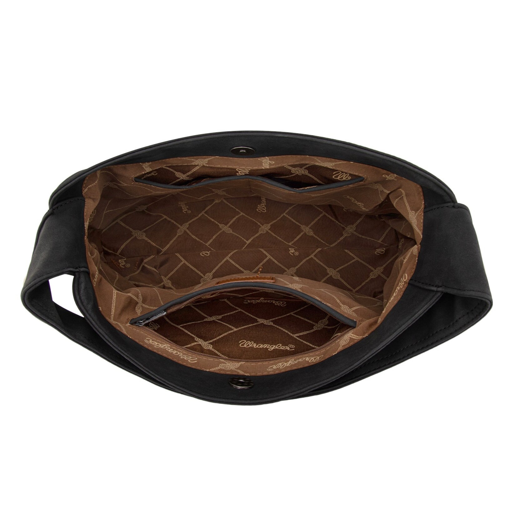 Wrangler WG244-9182BK - Black - Wrangler Fringe Studded Hobo Bag