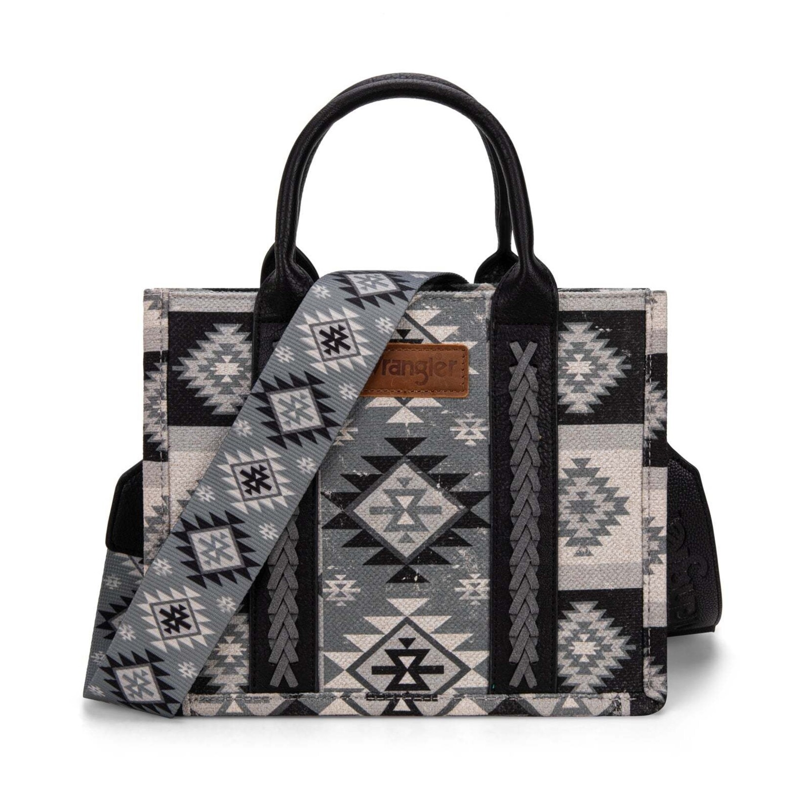 Wrangler WG2209-8120SBK - Black - Wrangler Aztec Pattern Dual Sided Print -Tote/Crossbody