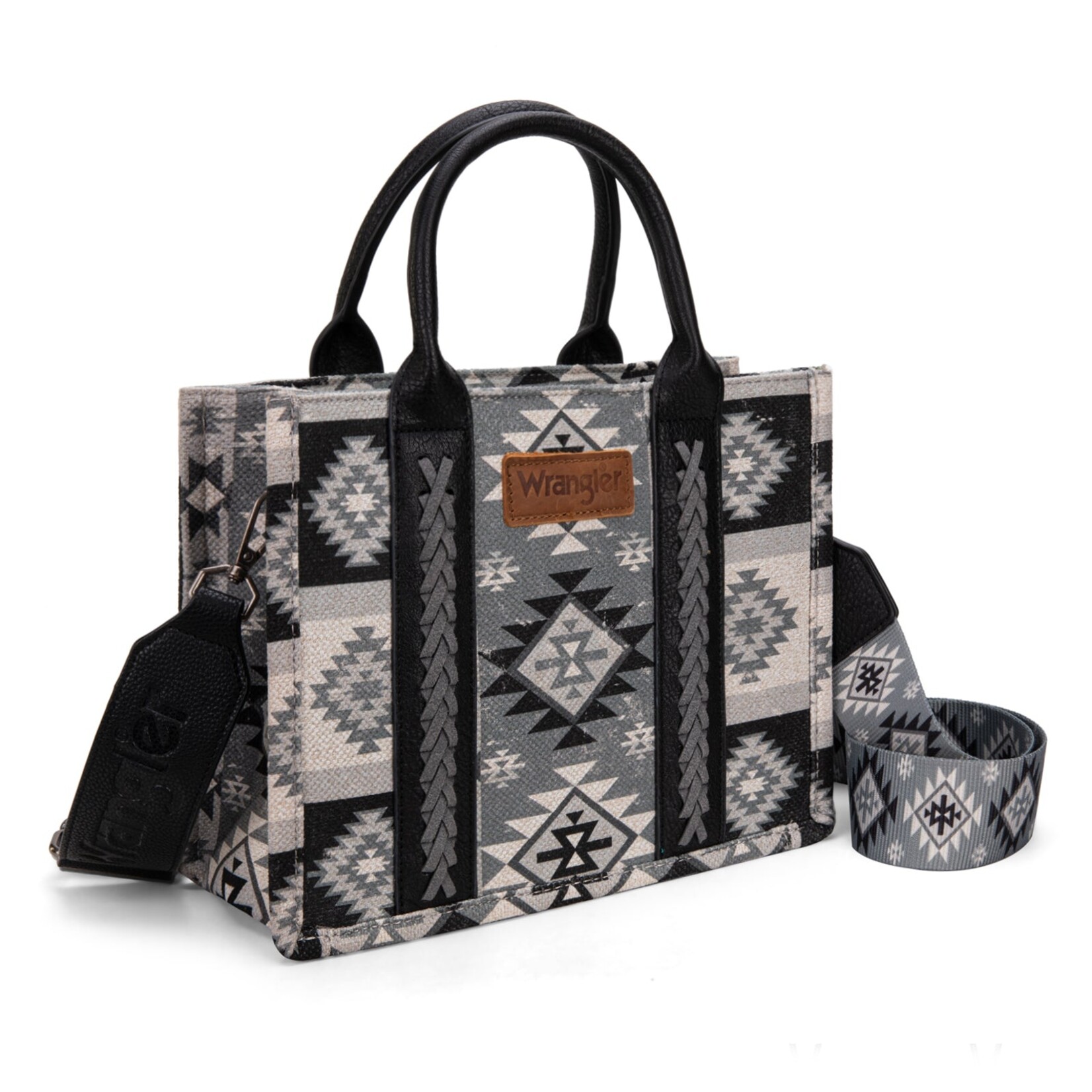 Wrangler WG2209-8120SBK - Black - Wrangler Aztec Pattern Dual Sided Print -Tote/Crossbody