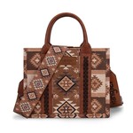 Wrangler WG2209-8120SBR - Brown - Wrangler Aztec Pattern Dual Sided Print -Tote/Crossbody