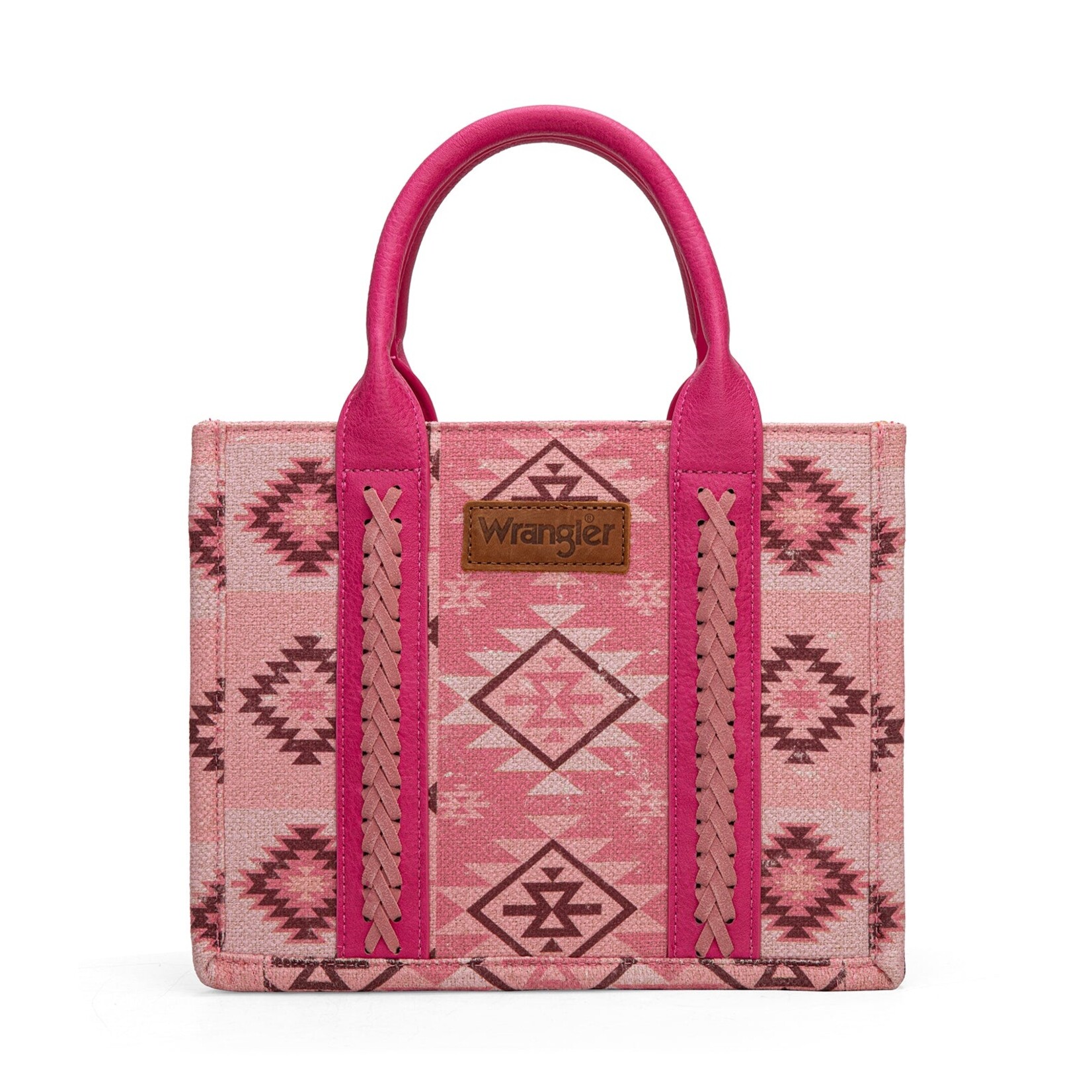 Wrangler WG2209-8120SPK - Pink - Wrangler Aztec Pattern Dual Sided Print -Tote/Crossbody