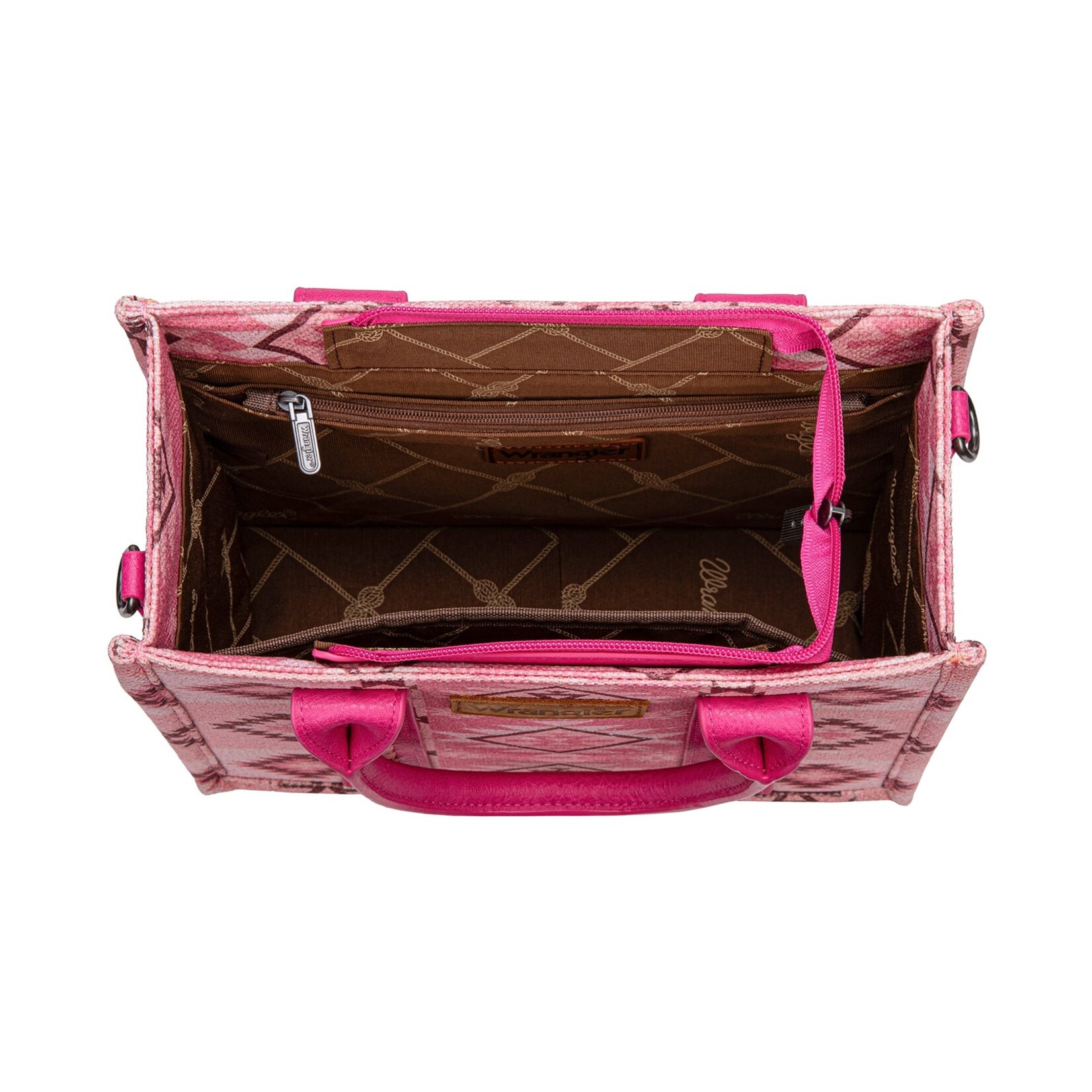 Wrangler WG2209-8120SPK - Pink - Wrangler Aztec Pattern Dual Sided Print -Tote/Crossbody