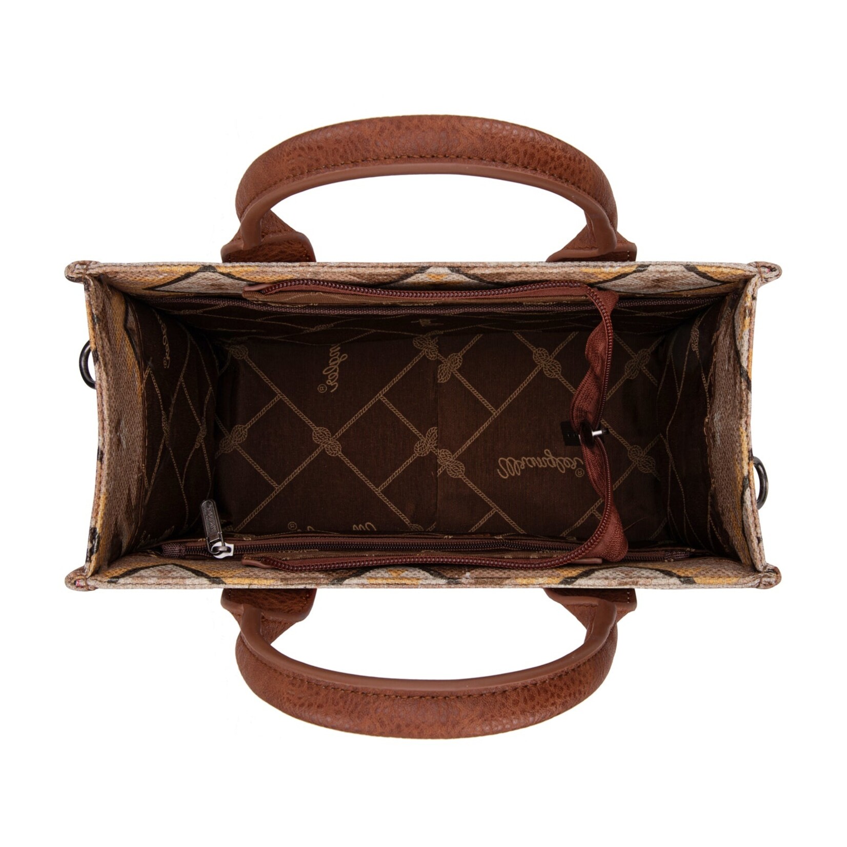 Wrangler WG2209-8120STN - Tan - Wrangler Aztec Pattern Dual Sided Print -Tote/Crossbody