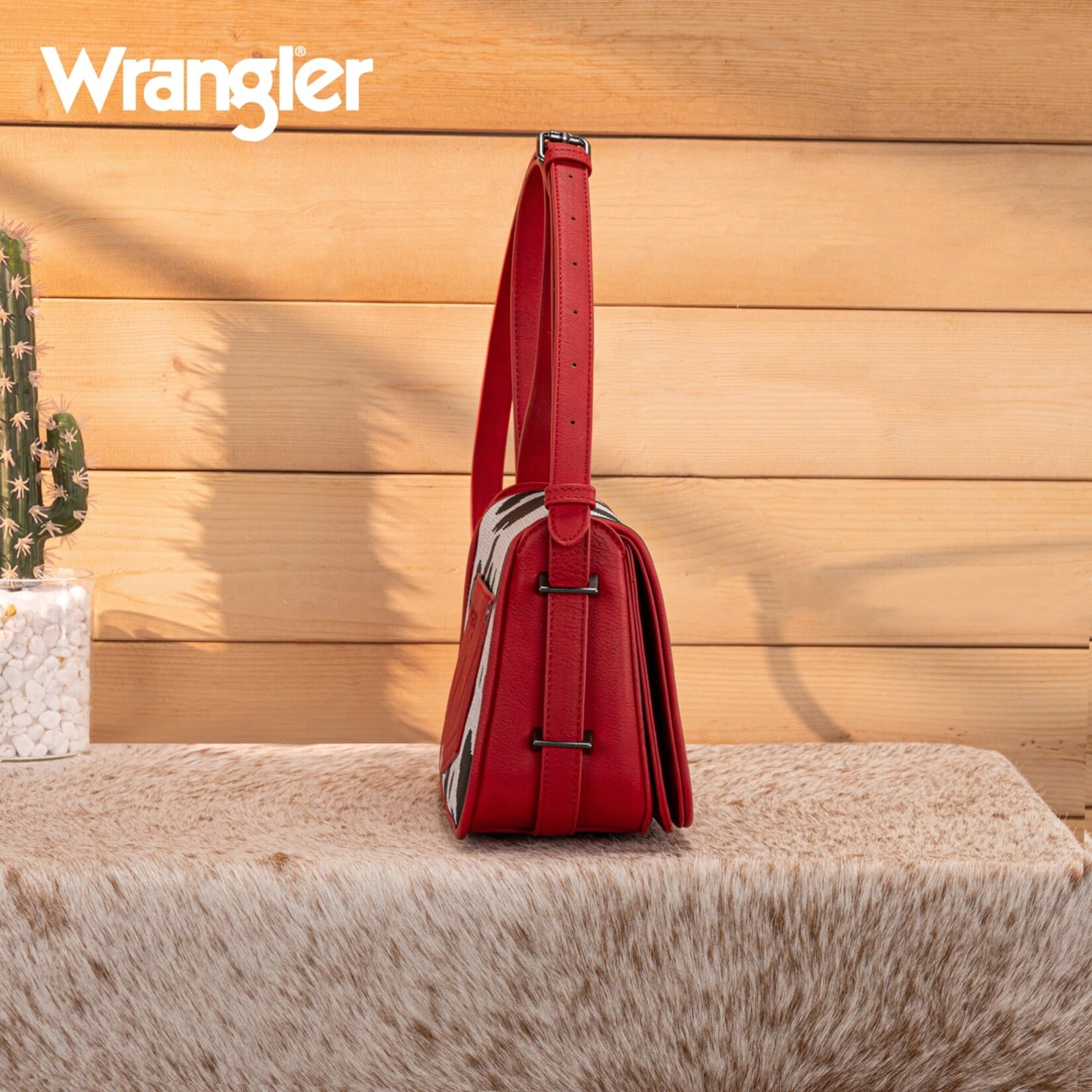 Wrangler WG301-1833RD - Red - Wrangler Cow Print Crossbody