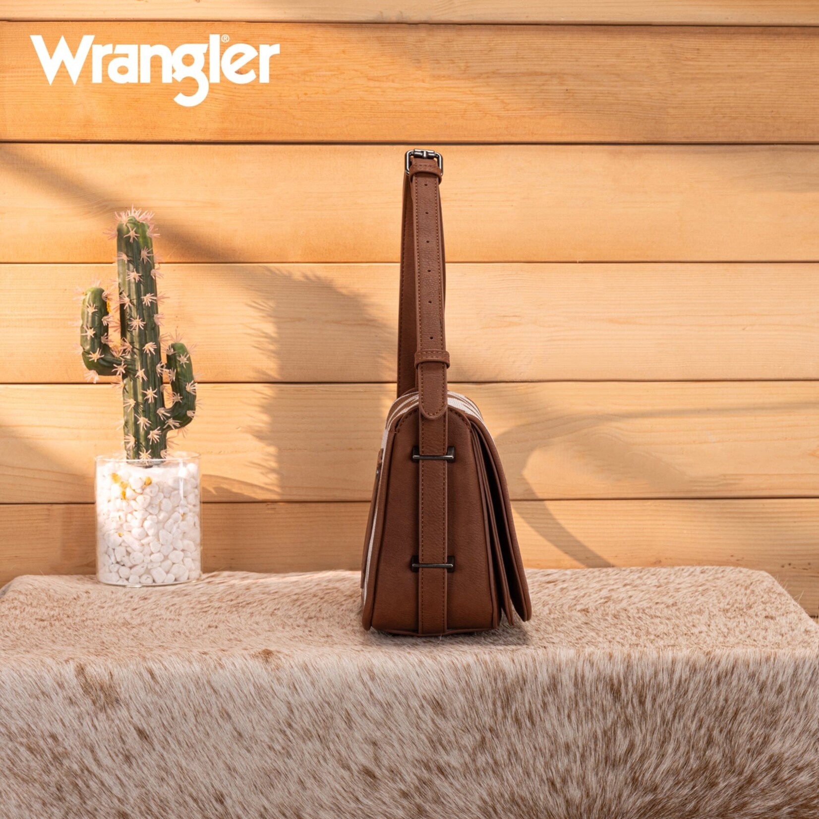 Wrangler WG301-1833BR - Brown - Wrangler Cow Print Crossbody